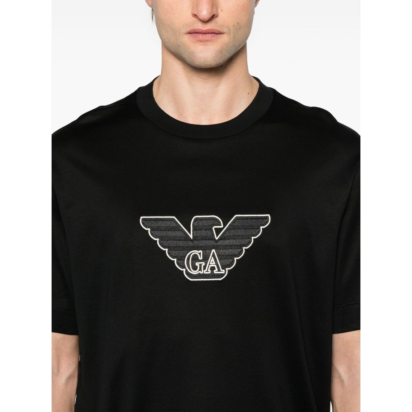 Emporio Armani Embroidered Logo T-Shirt Topwear Emporio Armani Black