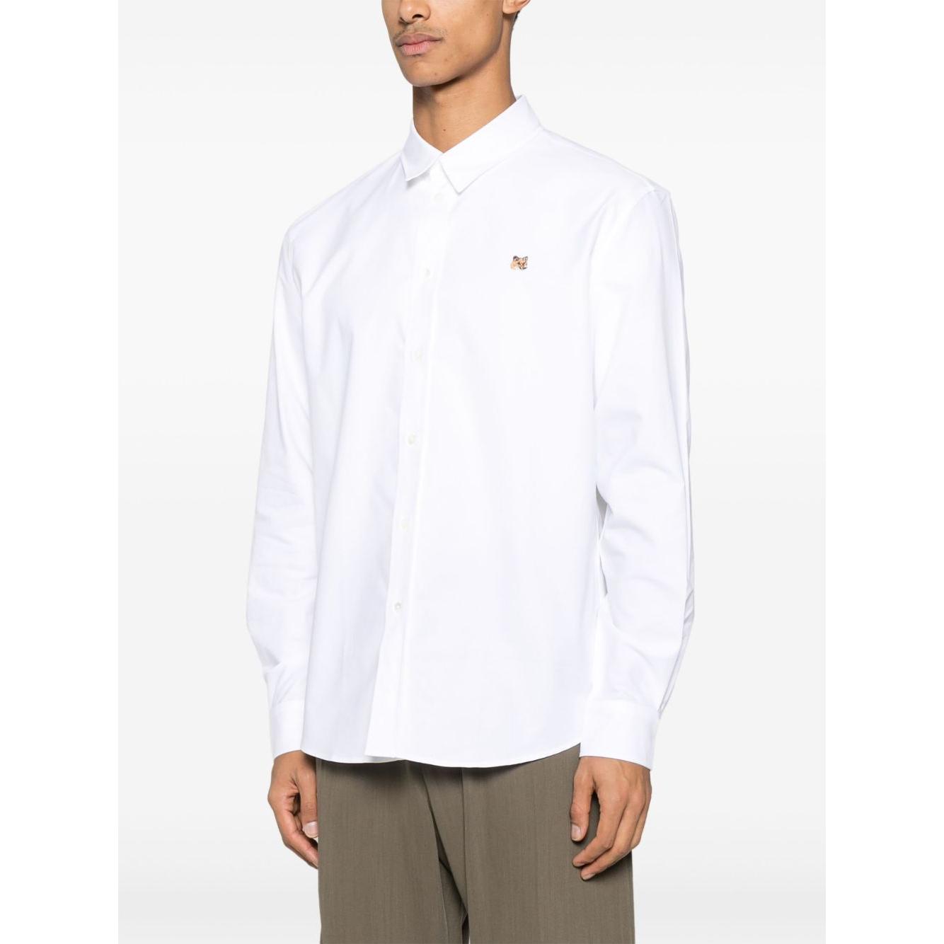 Maison Kitsune classic shirt wth fox head logo Shirts Maison Kitsune White Smoke