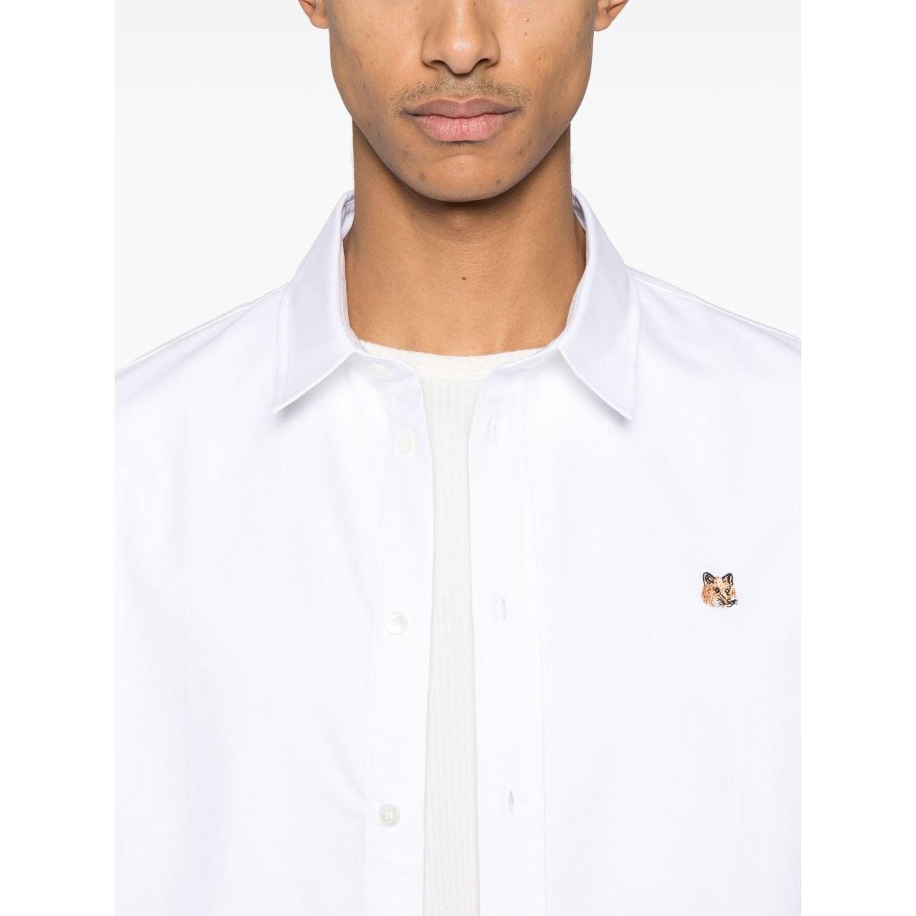 Maison Kitsune classic shirt wth fox head logo Shirts Maison Kitsune White Smoke