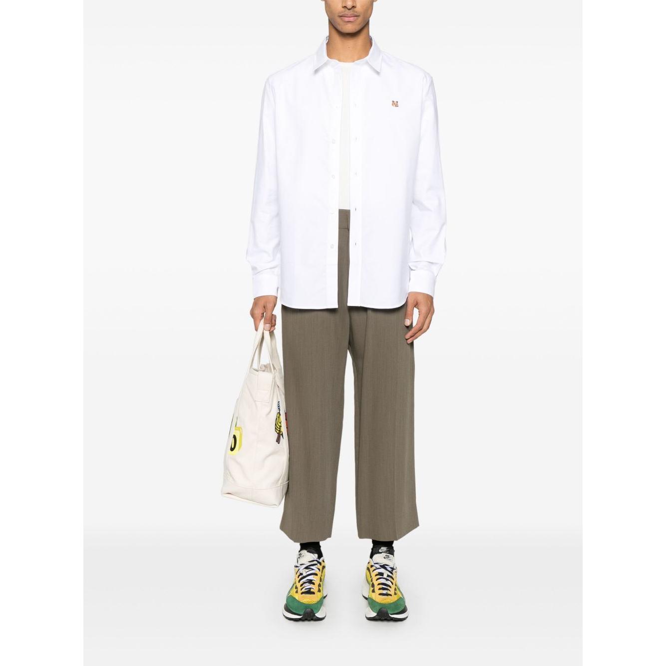 Maison Kitsune classic shirt wth fox head logo Shirts Maison Kitsune White Smoke