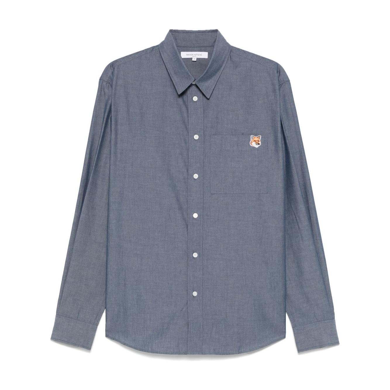 Maison Kitsune fox head shirt Shirts Maison Kitsune Slate Gray