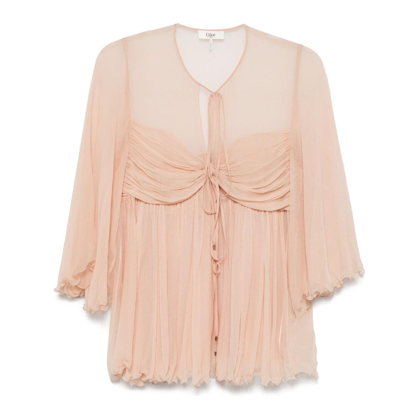 Chloè Silk pleated tank top Topwear Chloè Wheat