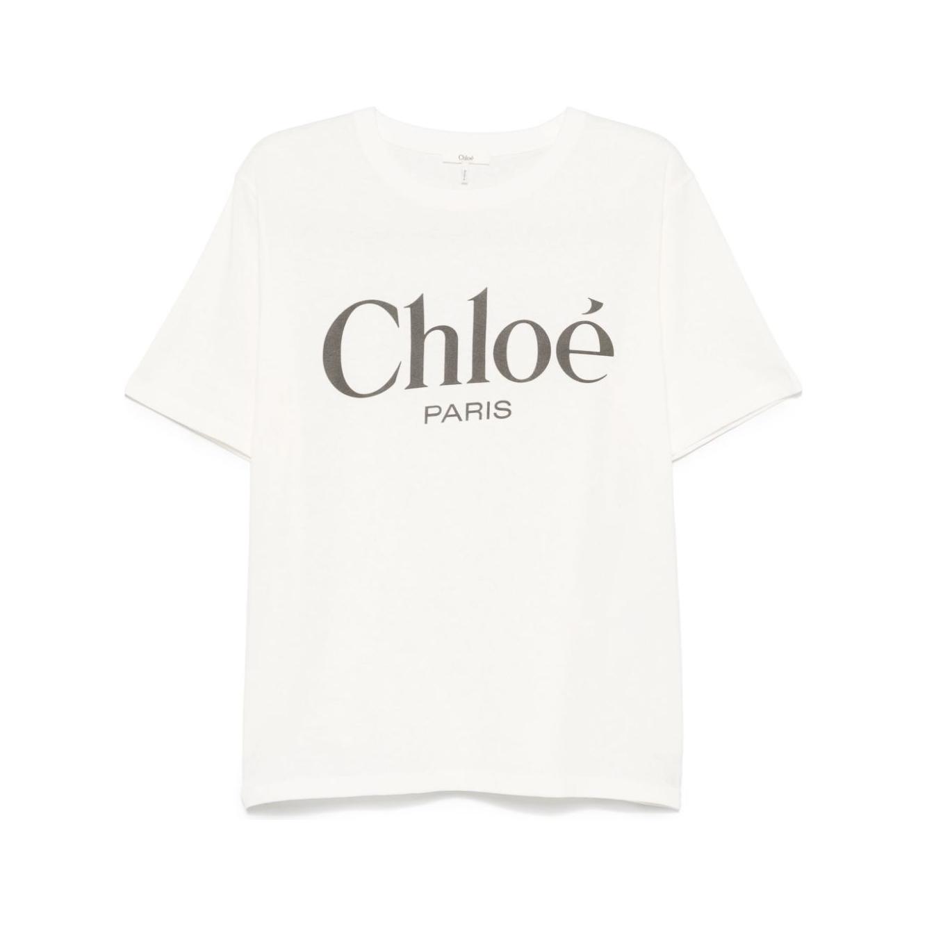 Chloè Oversized cotton jersey logo t-shirt Topwear Chloè White Smoke