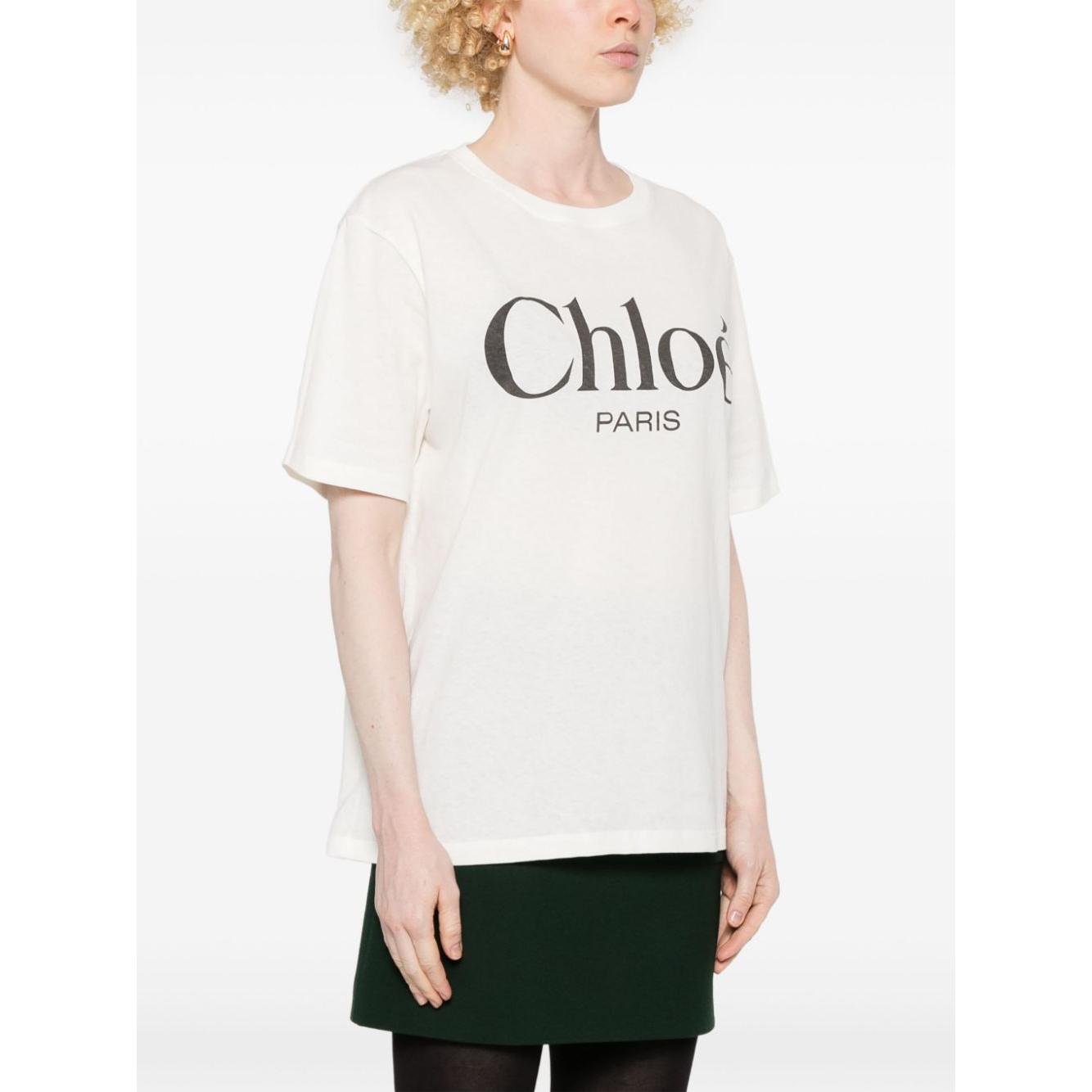 Chloè Oversized cotton jersey logo t-shirt Topwear Chloè White Smoke