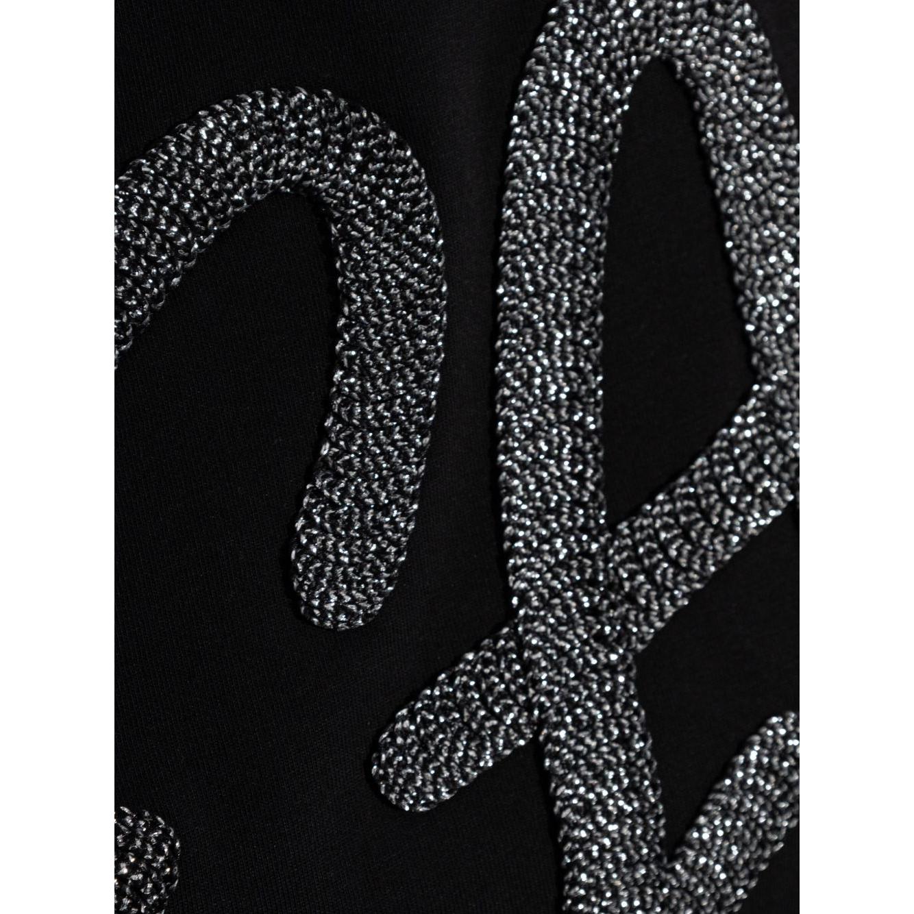 Emporio Armani Cotton-jersey T-shirt with oversized lurex logo Topwear Emporio Armani Black