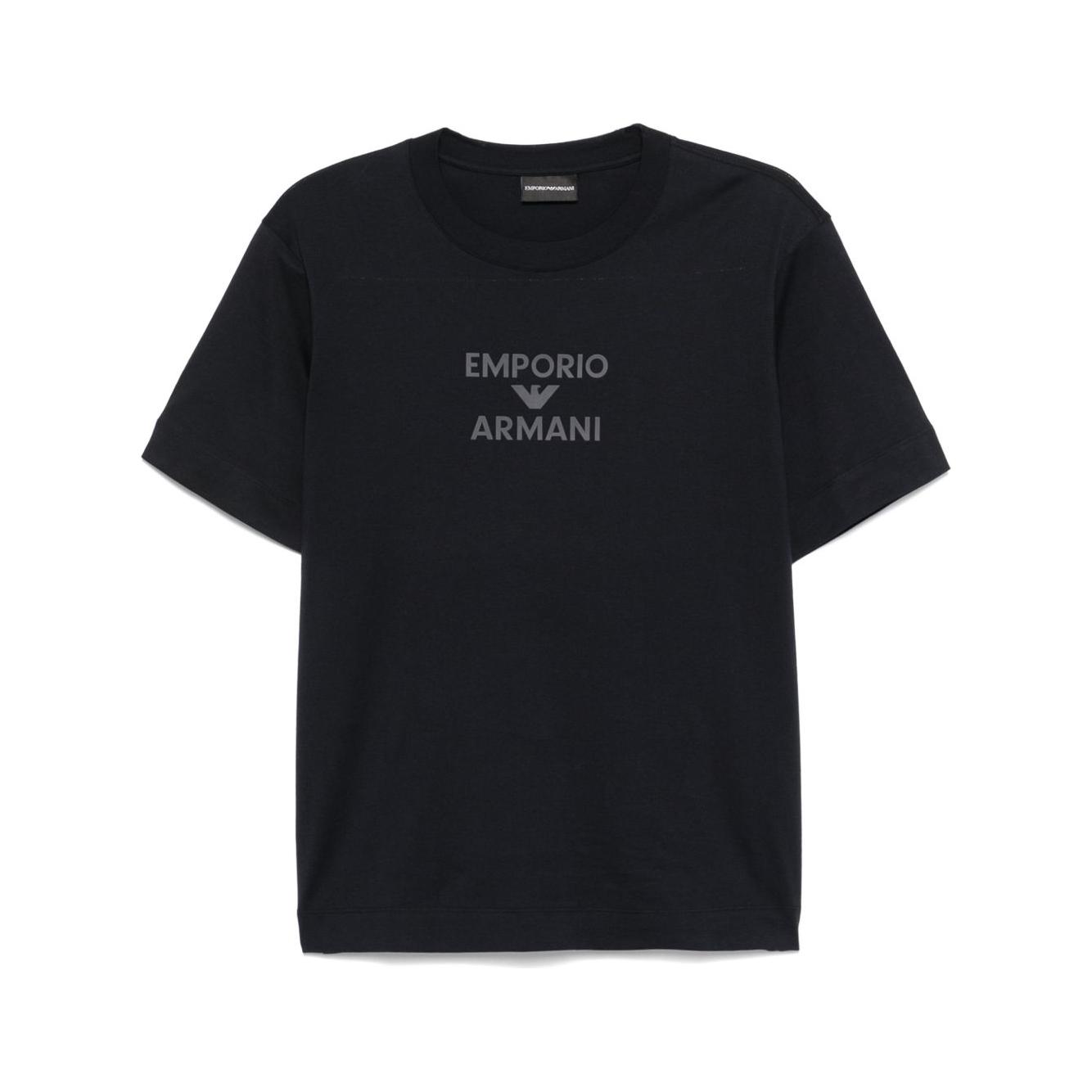 Emporio Armani Jersey T-shirt with rubberised logo Topwear Emporio Armani Black