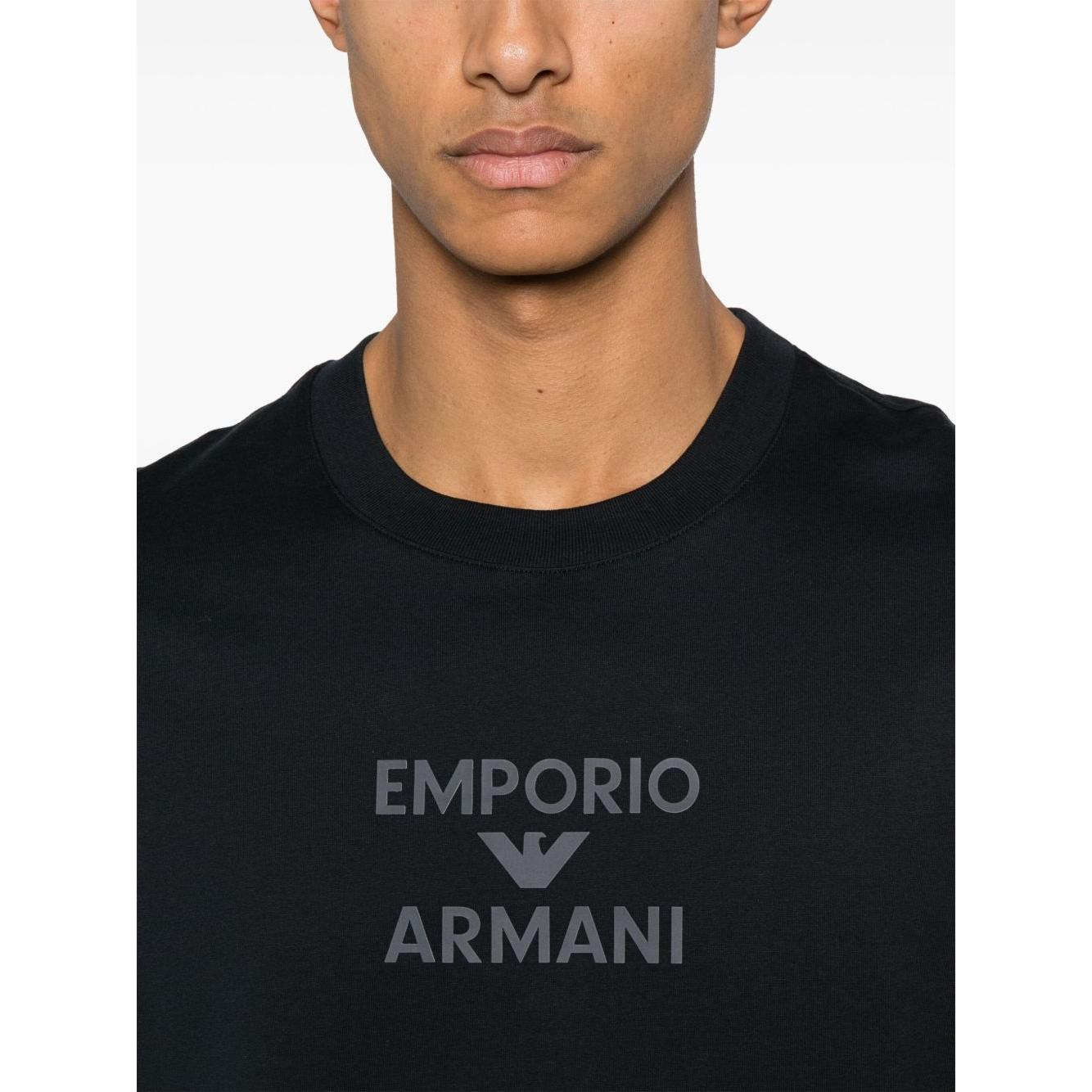 Emporio Armani Jersey T-shirt with rubberised logo Topwear Emporio Armani Black