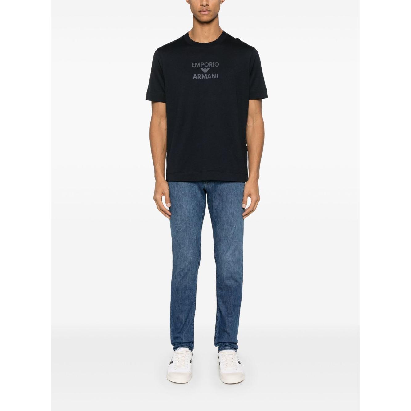 Emporio Armani Jersey T-shirt with rubberised logo Topwear Emporio Armani Dark Slate Gray