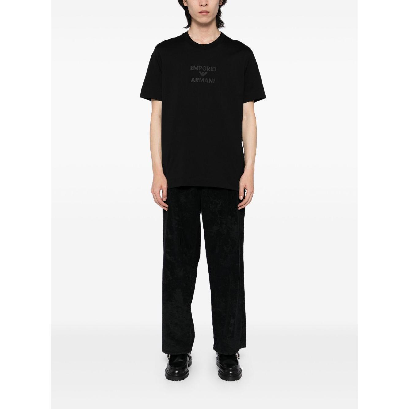 Emporio Armani Jersey T-shirt with rubberised logo Topwear Emporio Armani Black