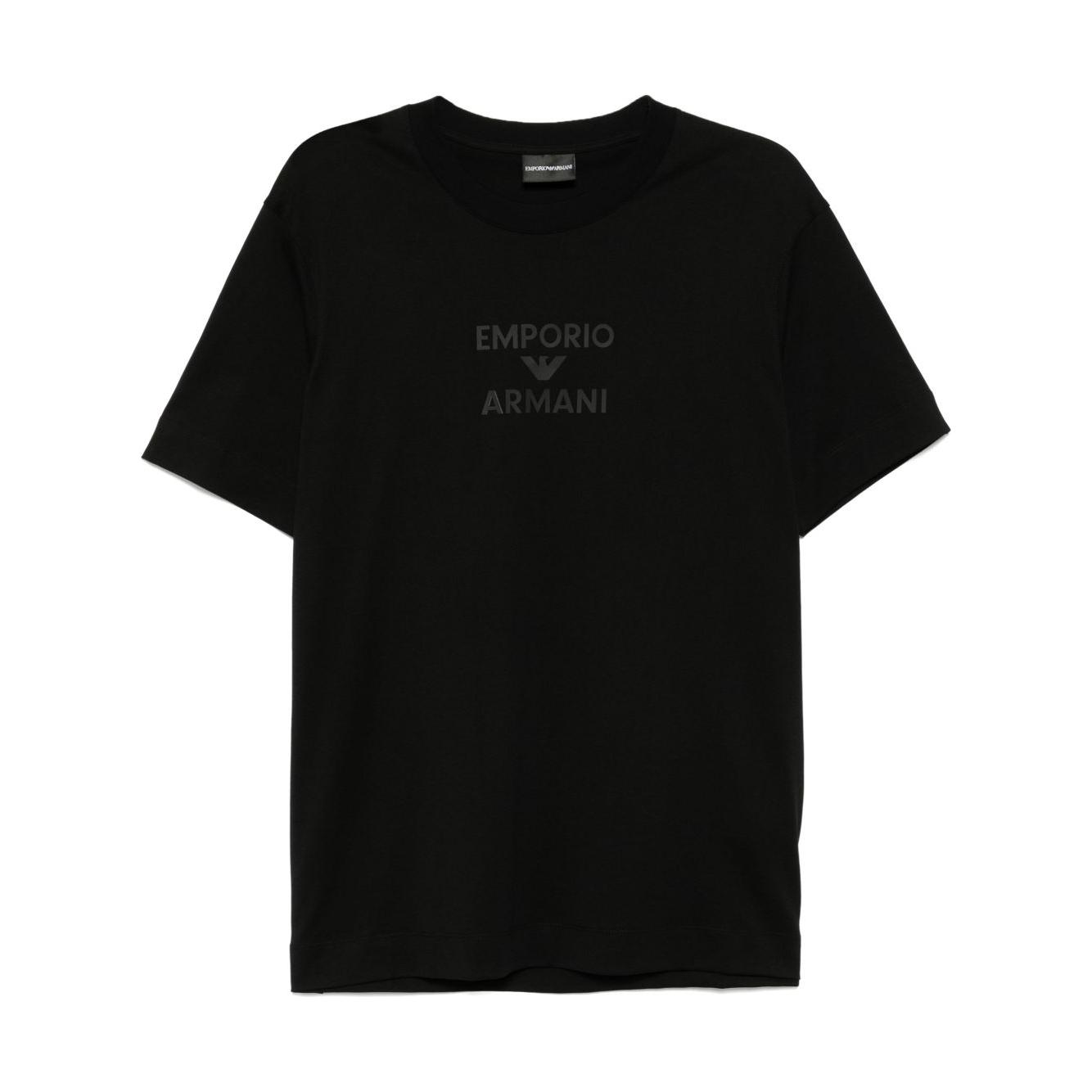 Emporio Armani Jersey T-shirt with rubberised logo Topwear Emporio Armani Black