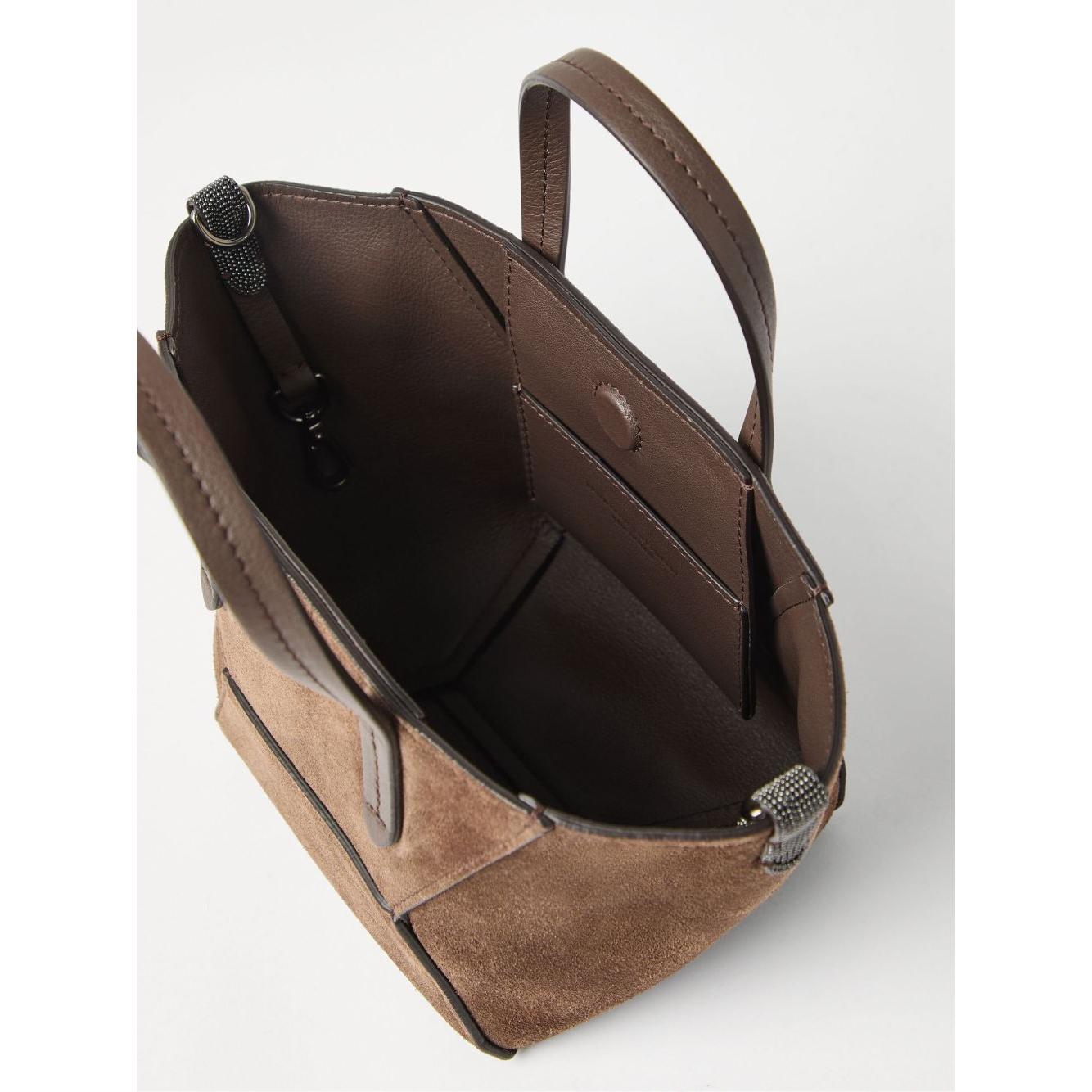 Brunello Cucinelli Duo mini bag in suede with monili Shopper Brunello Cucinelli Black