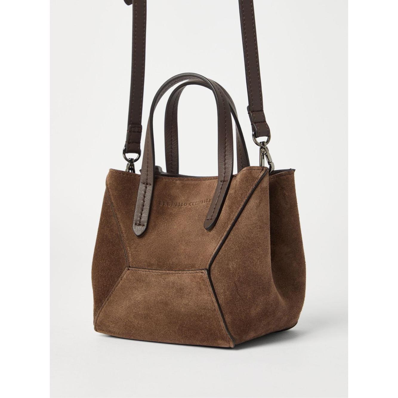 Brunello Cucinelli Duo mini bag in suede with monili Shopper Brunello Cucinelli Dark Olive Green