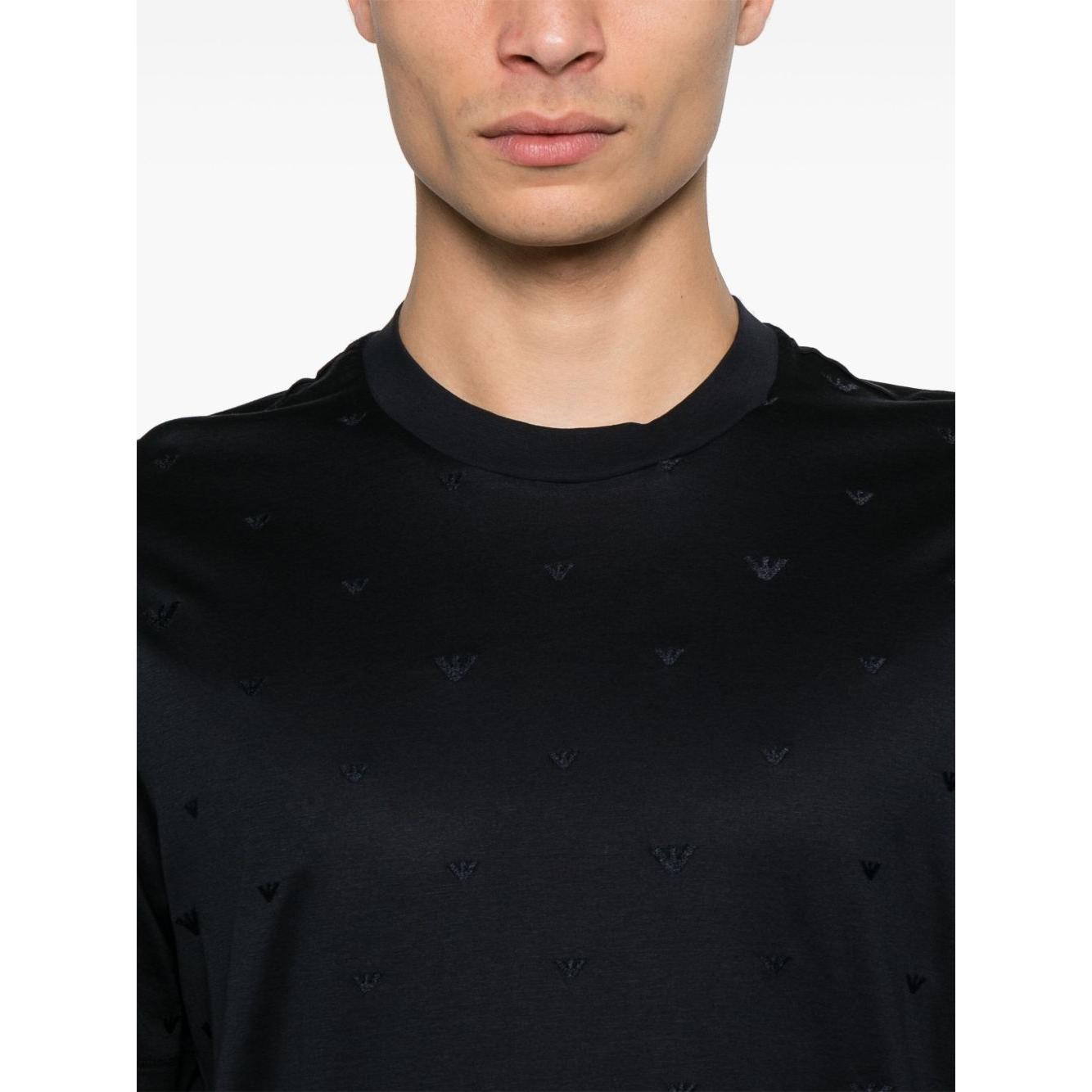 Emporio Armani Allover Logo T Shirt Topwear Emporio Armani Black