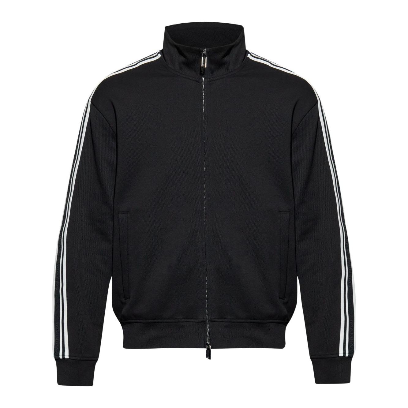 Emporio Armani Full zip jersey sweatshirt with ASV logo bands Topwear Emporio Armani Black
