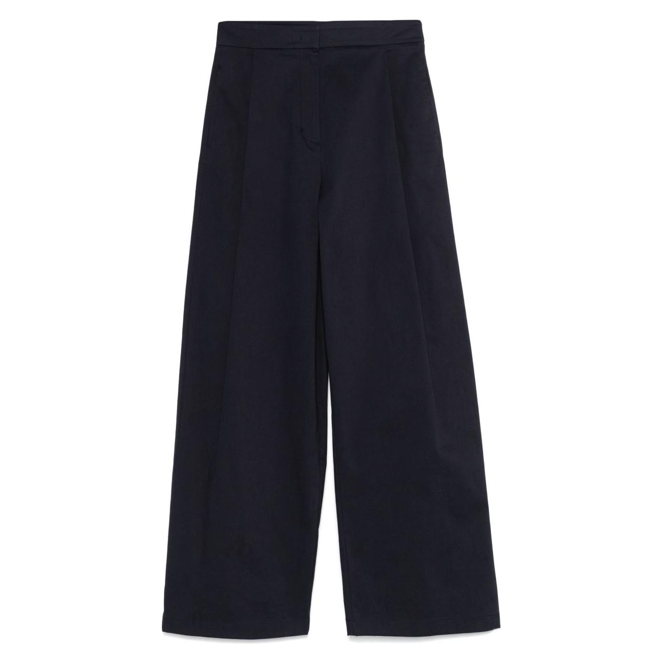 Emporio Armani Cotton Wide Leg Trousers Trousers Emporio Armani Black