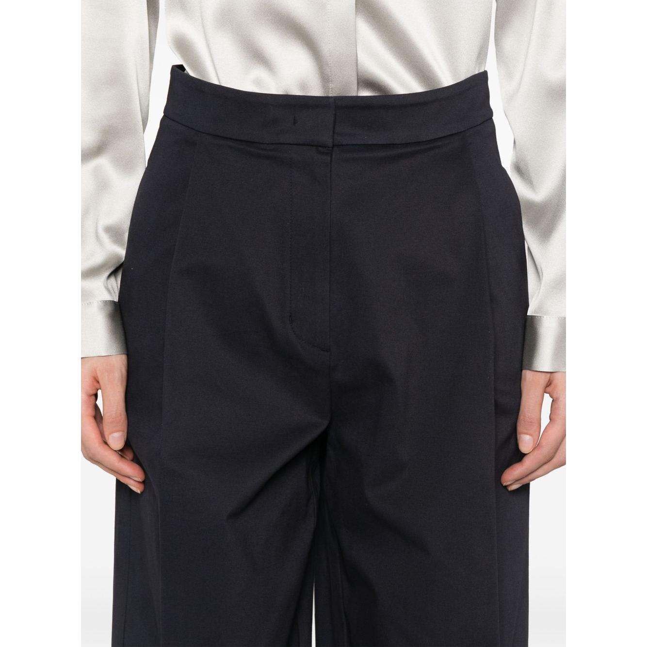 Emporio Armani Cotton Wide Leg Trousers Trousers Emporio Armani Light Gray
