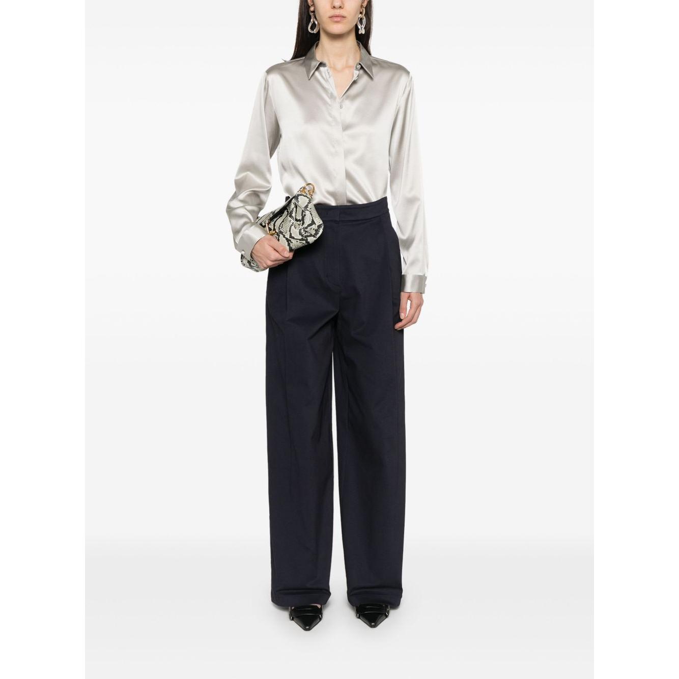 Emporio Armani Cotton Wide Leg Trousers Trousers Emporio Armani White Smoke