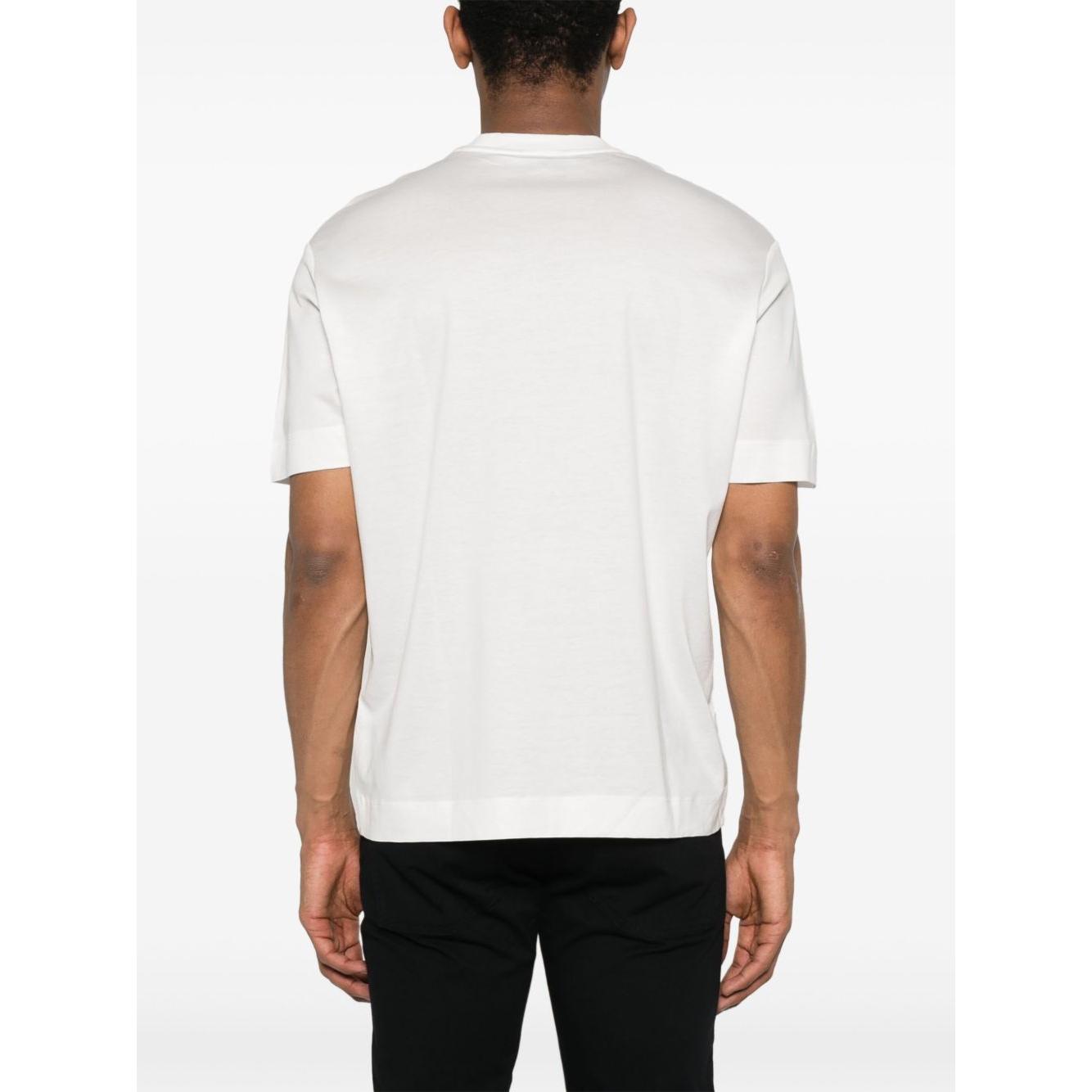 Emporio Armani Embroidered Logo T Shirt Topwear Emporio Armani White Smoke
