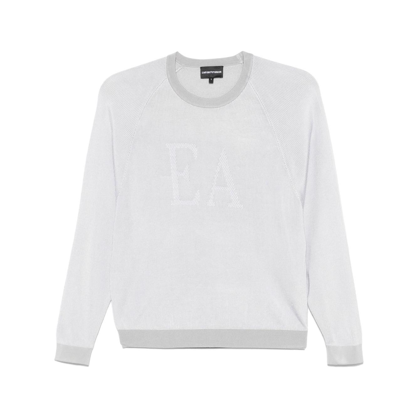 Emporio Armani Jacquard Logo Sweater Topwear Emporio Armani Light Gray