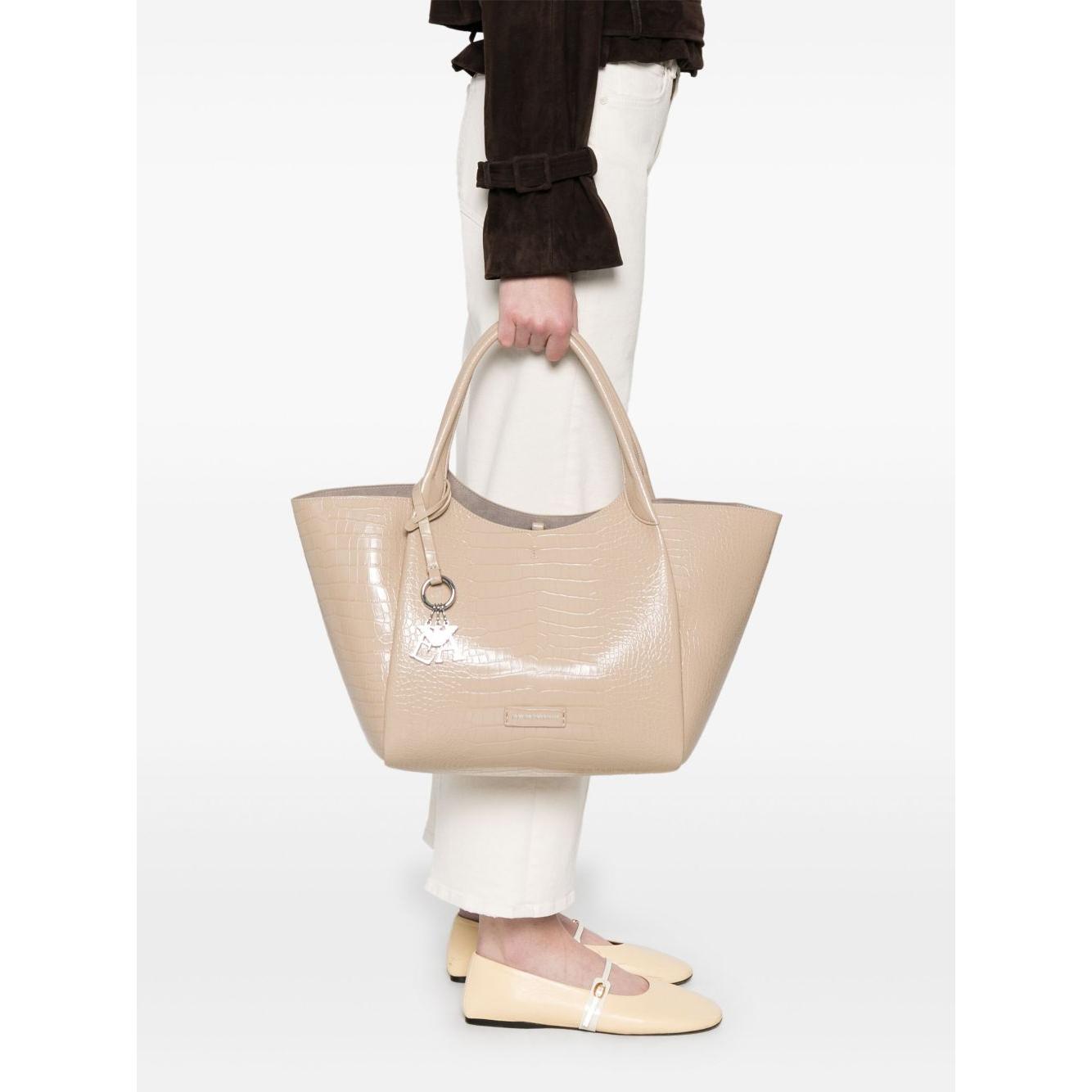 Emporio Armani Shopper bag with logo charm Shopper Emporio Armani Beige