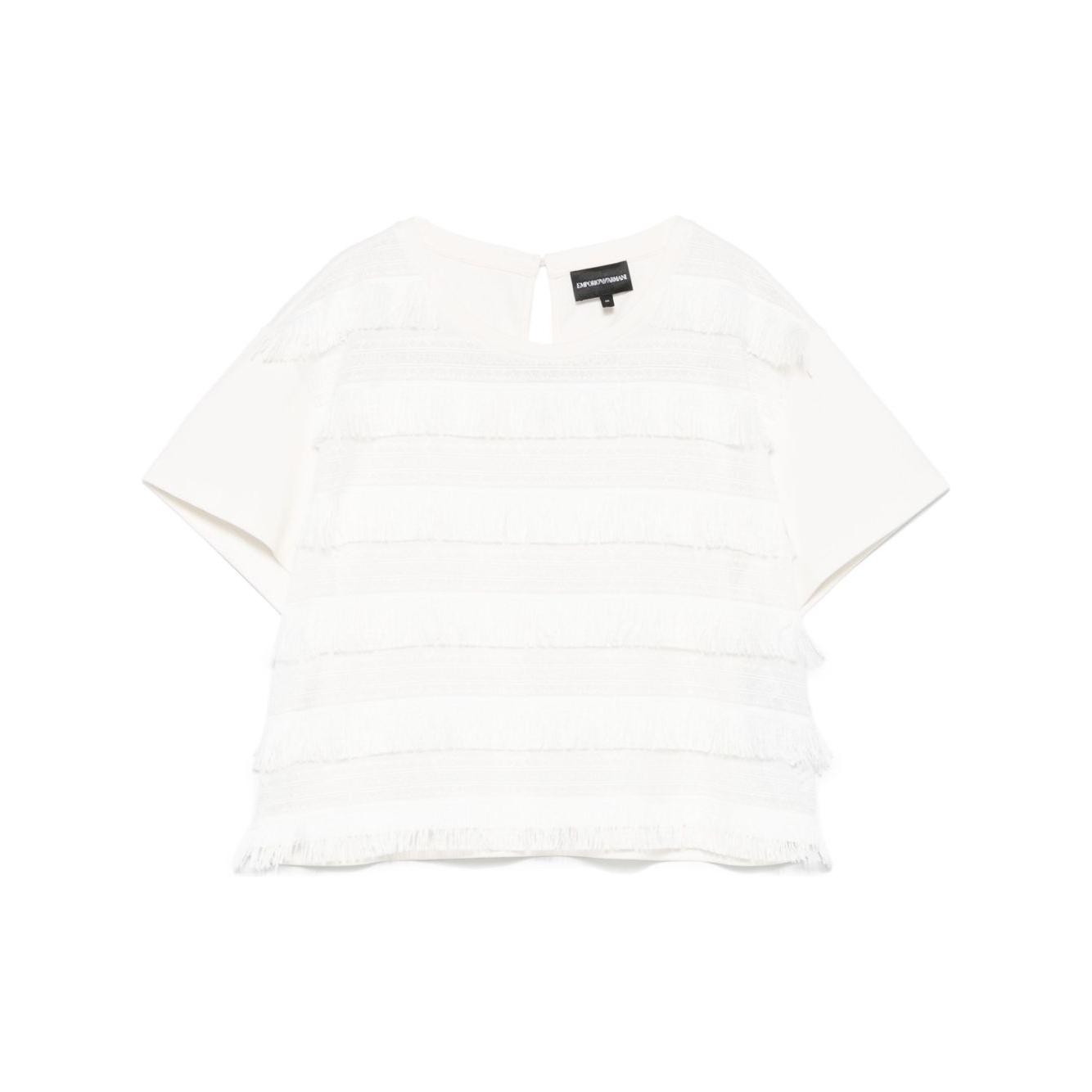 Emporio Armani T-shirt with fringes Topwear Emporio Armani White Smoke