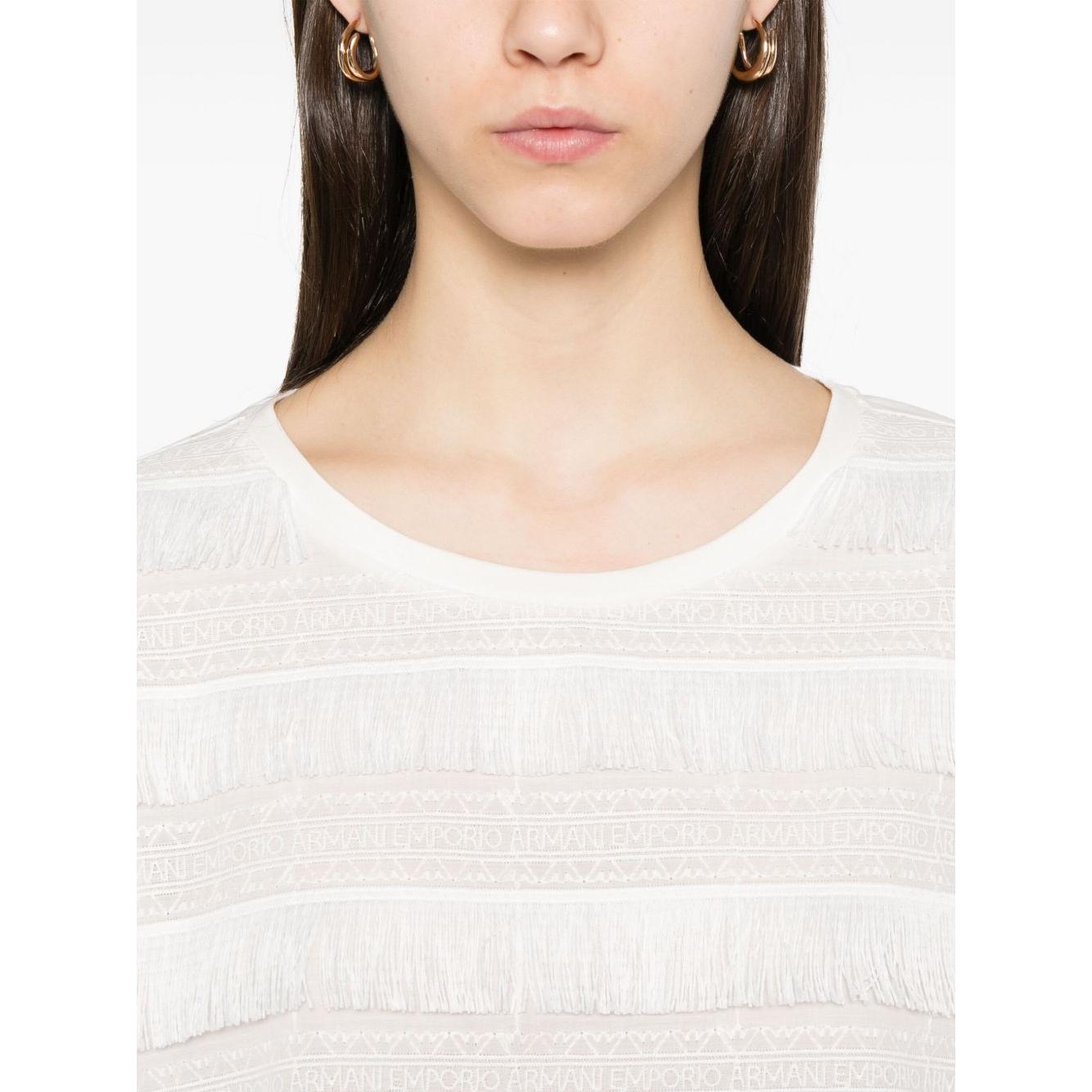Emporio Armani T-shirt with fringes Topwear Emporio Armani Antique White