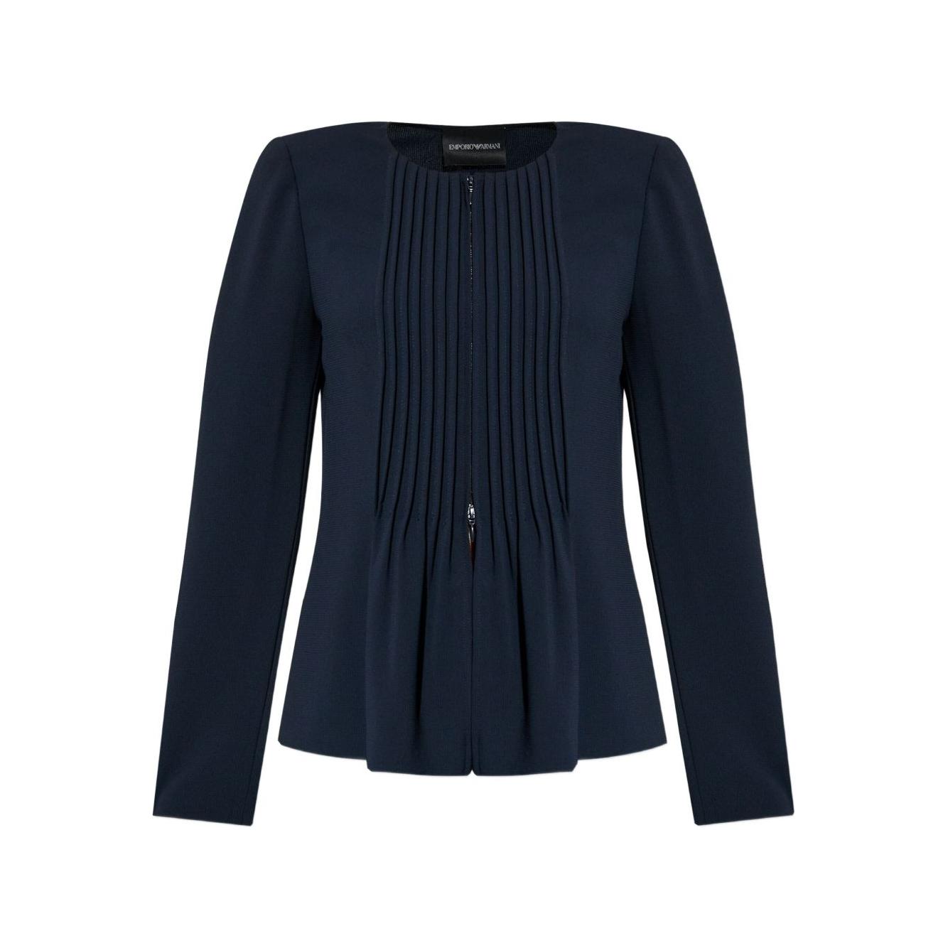 Emporio Armani Jacket in fluid woven fabric with pleats Jackets Emporio Armani Black
