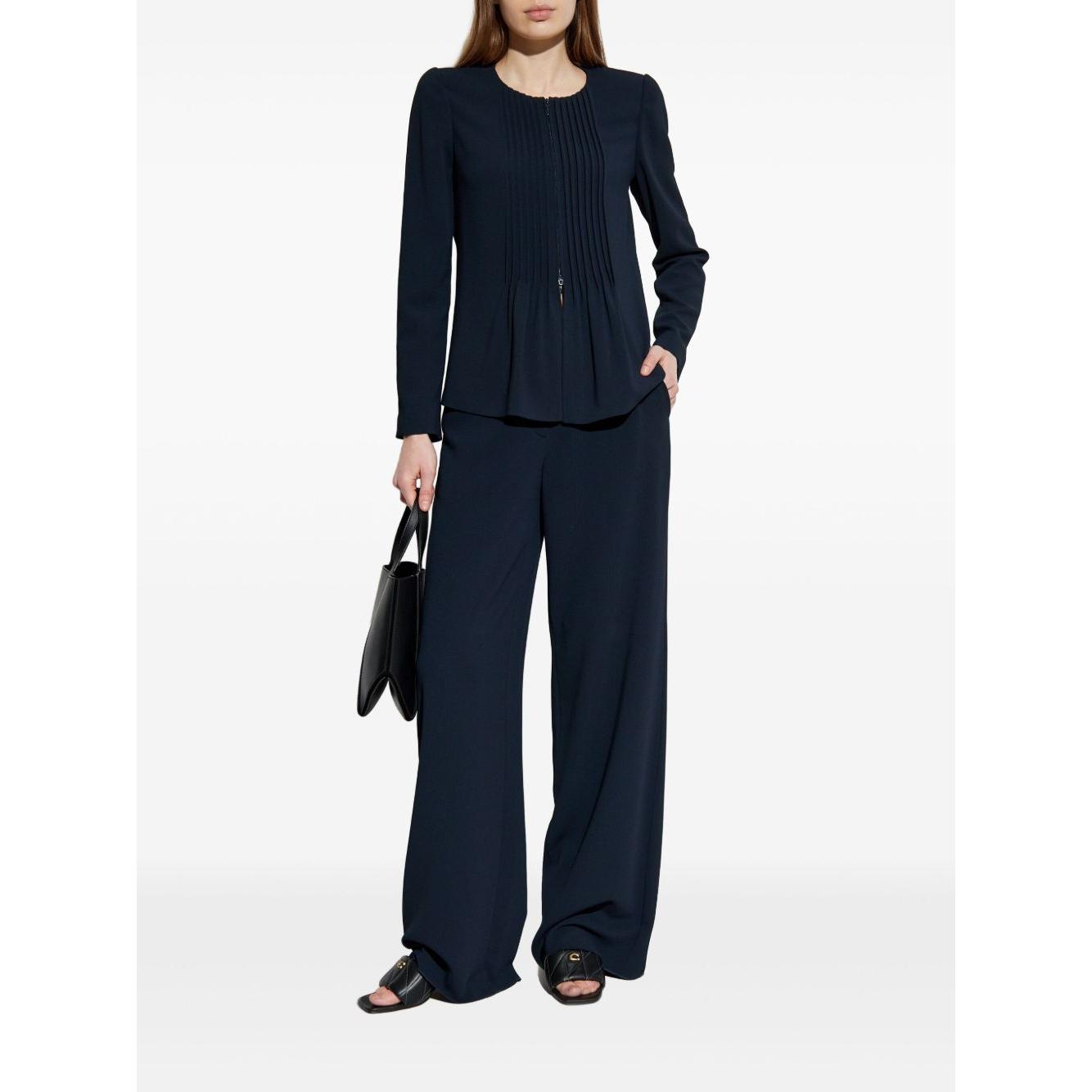 Emporio Armani Jacket in fluid woven fabric with pleats Jackets Emporio Armani White Smoke