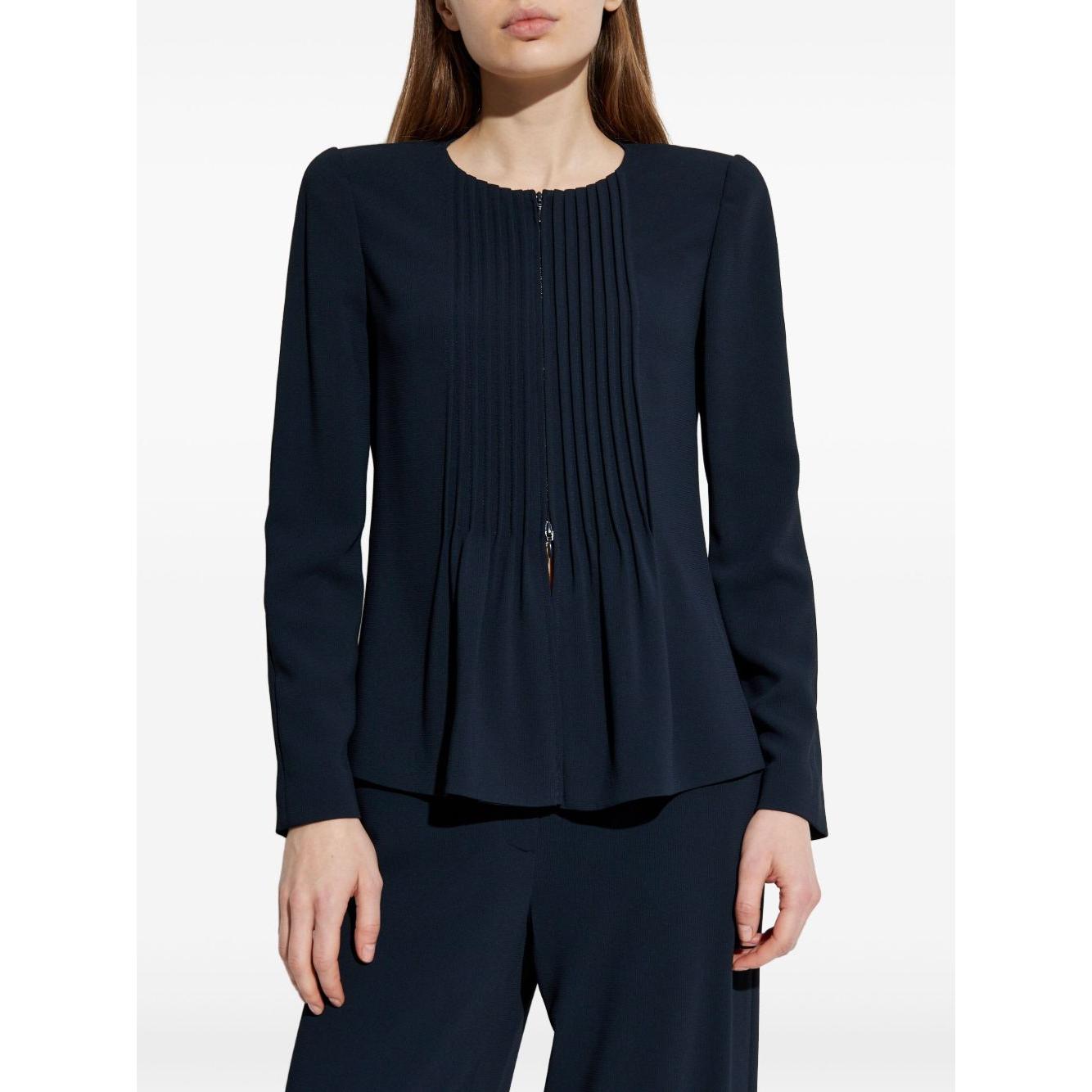 Emporio Armani Jacket in fluid woven fabric with pleats Jackets Emporio Armani White Smoke