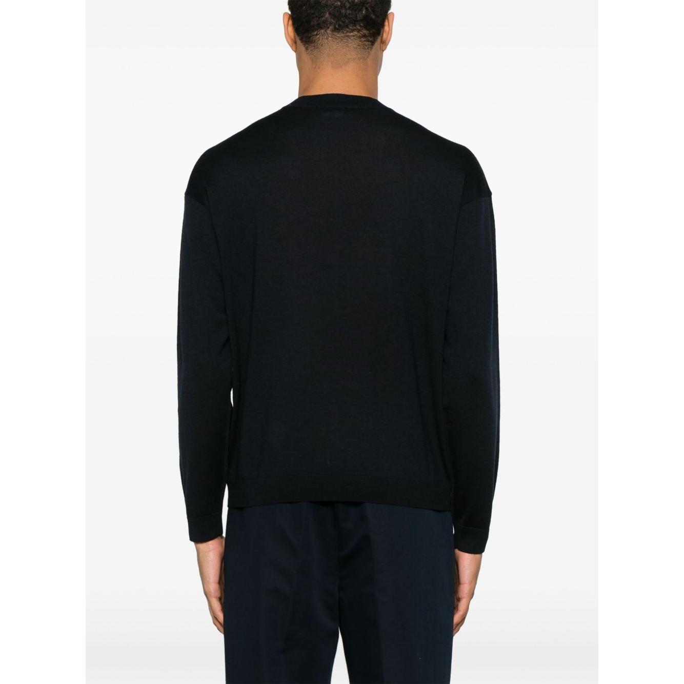 Emporio Armani Wool Blend Crewneck Sweater with Logo Topwear Emporio Armani White Smoke