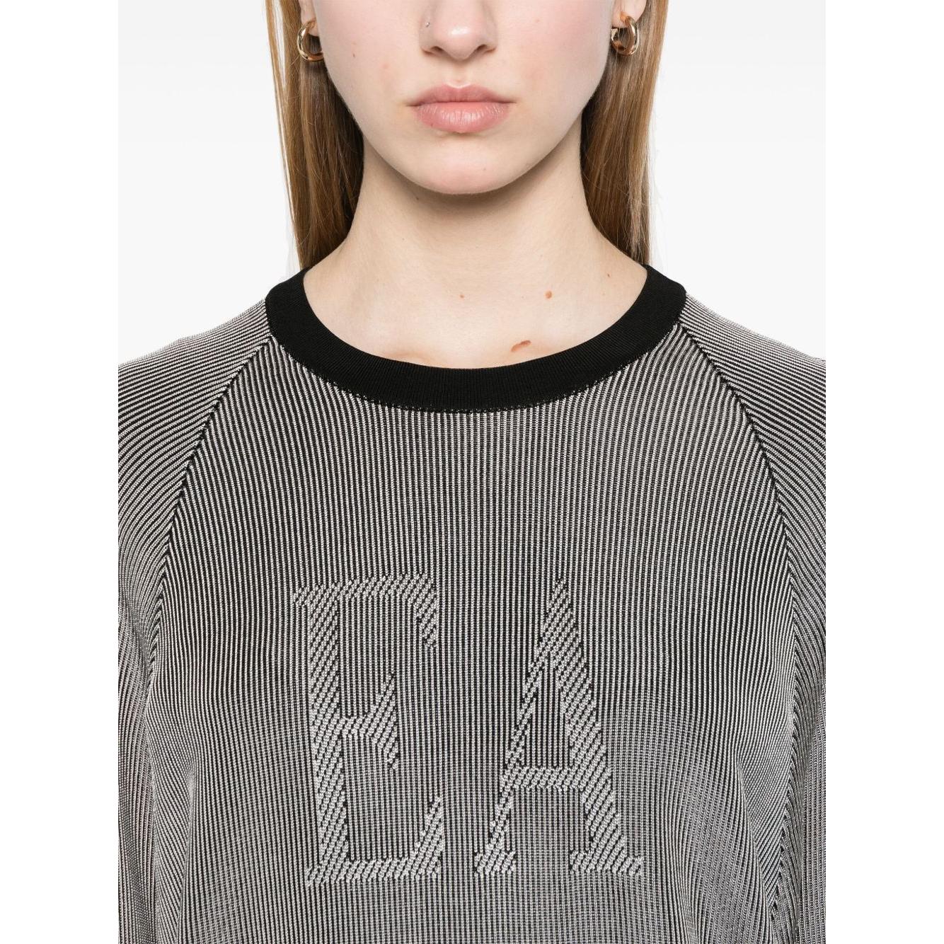 Emporio Armani Two-tone fisherman’s rib jumper with EA logo Topwear Emporio Armani Light Gray