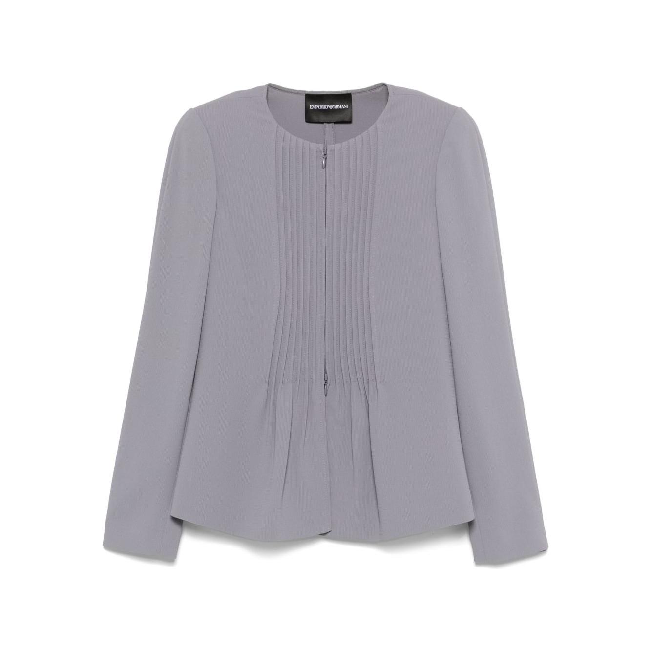 Emporio Armani Jacket in fluid woven fabric with pleats Jackets Emporio Armani Dark Gray