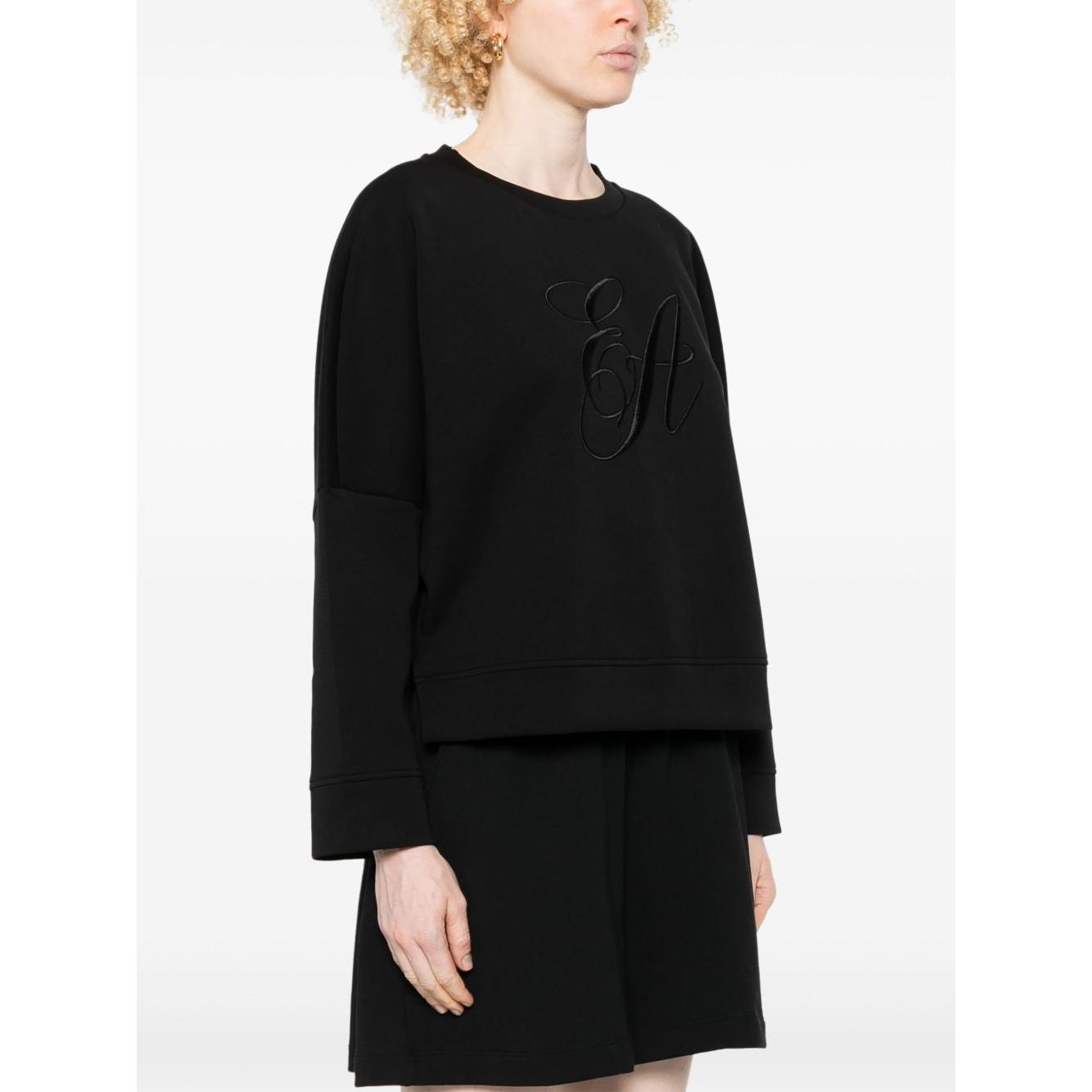 Emporio Armani Double jersey sweatshirt with logo embroidery Topwear Emporio Armani White Smoke