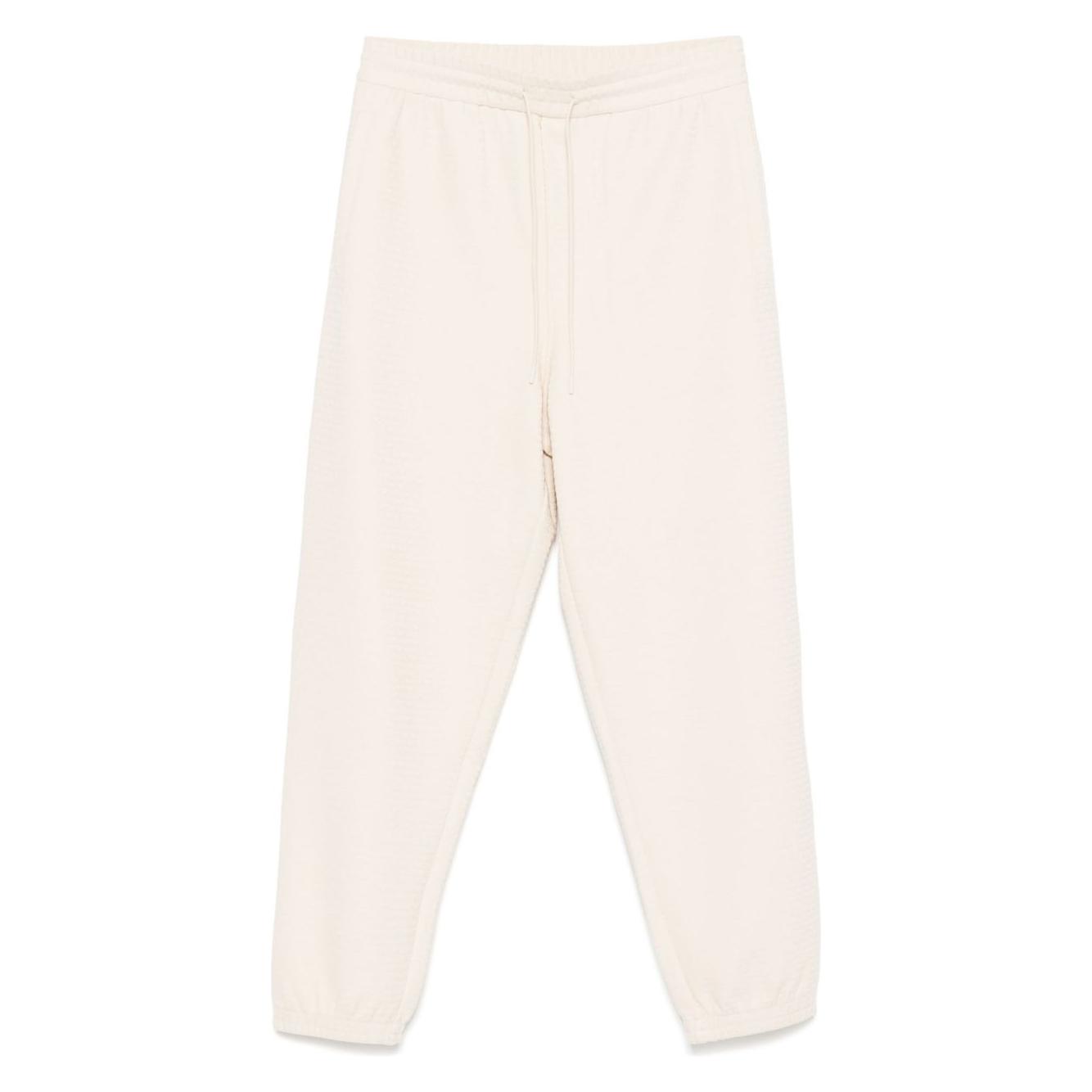 Emporio Armani ASV Lyocell blend jersey joggers with all-over lettering Trousers Emporio Armani Beige