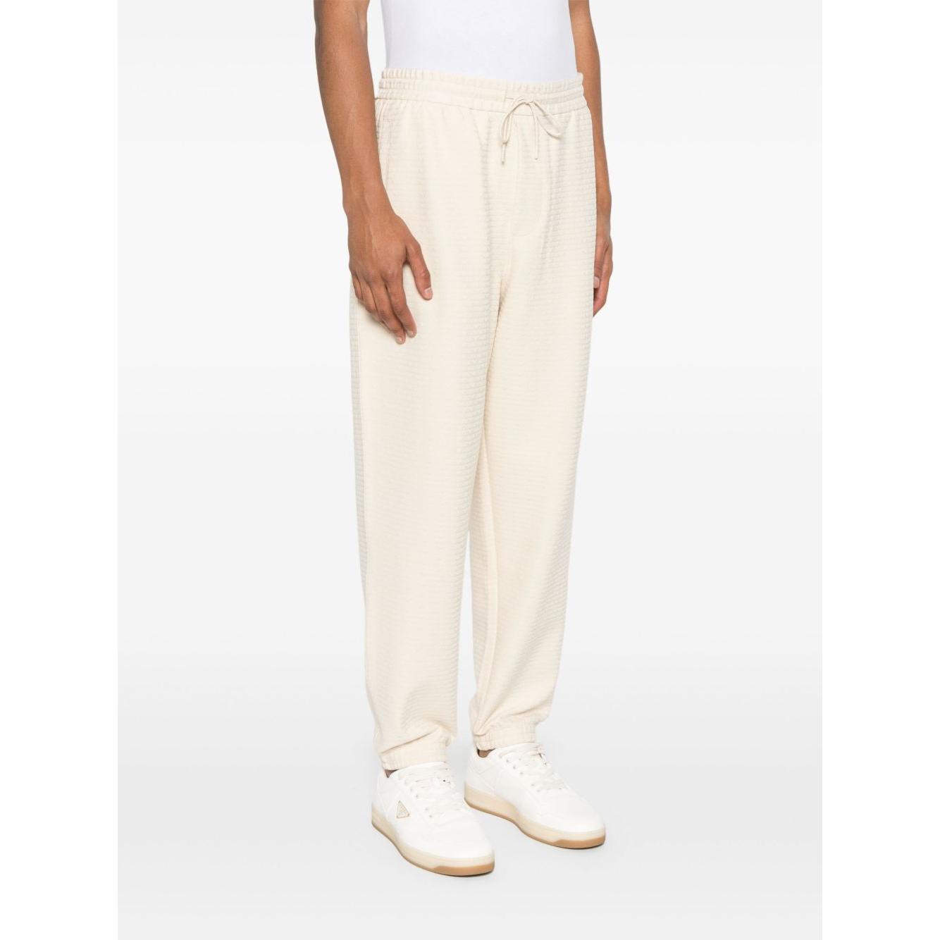 Emporio Armani ASV Lyocell blend jersey joggers with all-over lettering Trousers Emporio Armani White Smoke