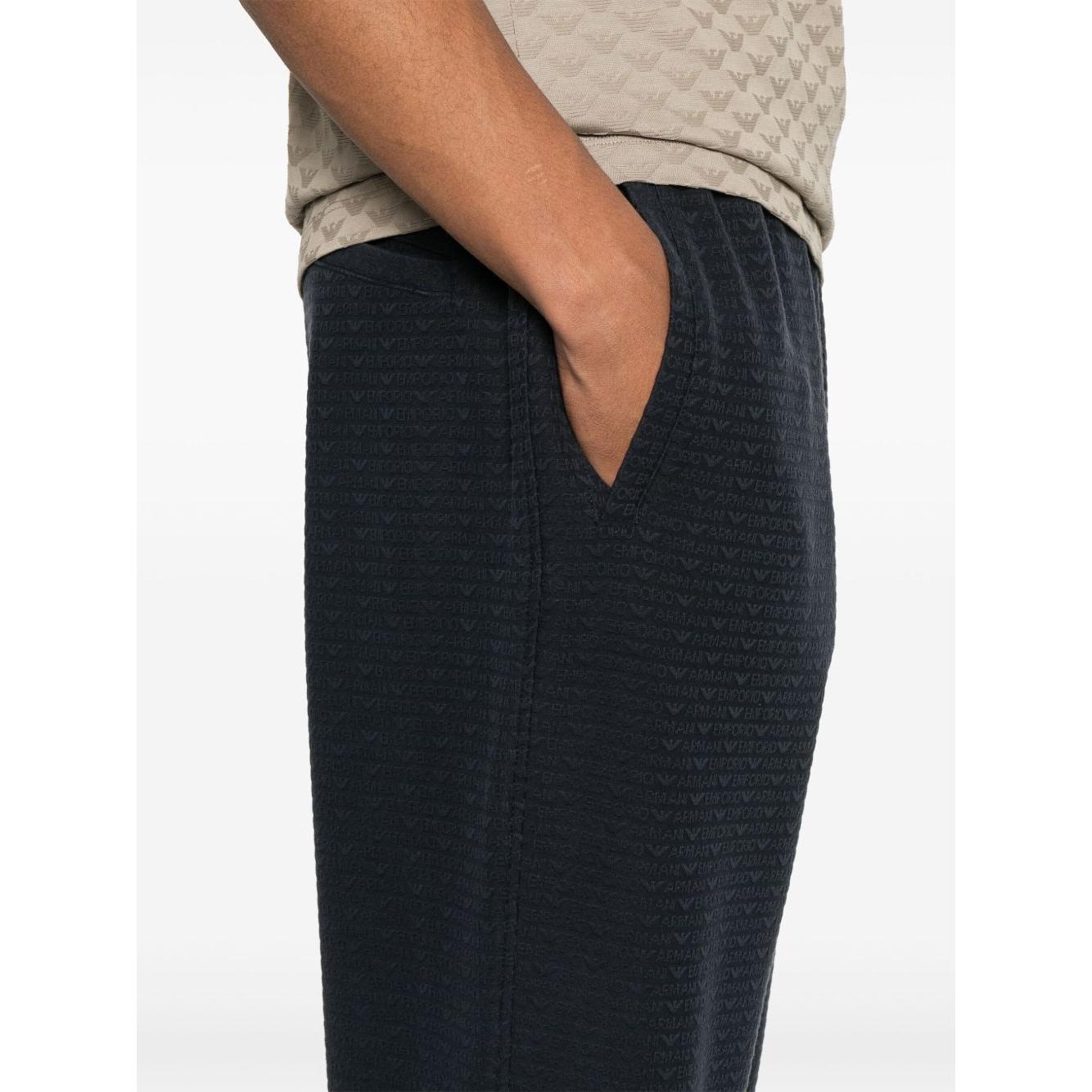 Emporio Armani ASV Lyocell blend jersey joggers with all-over lettering Trousers Emporio Armani Beige