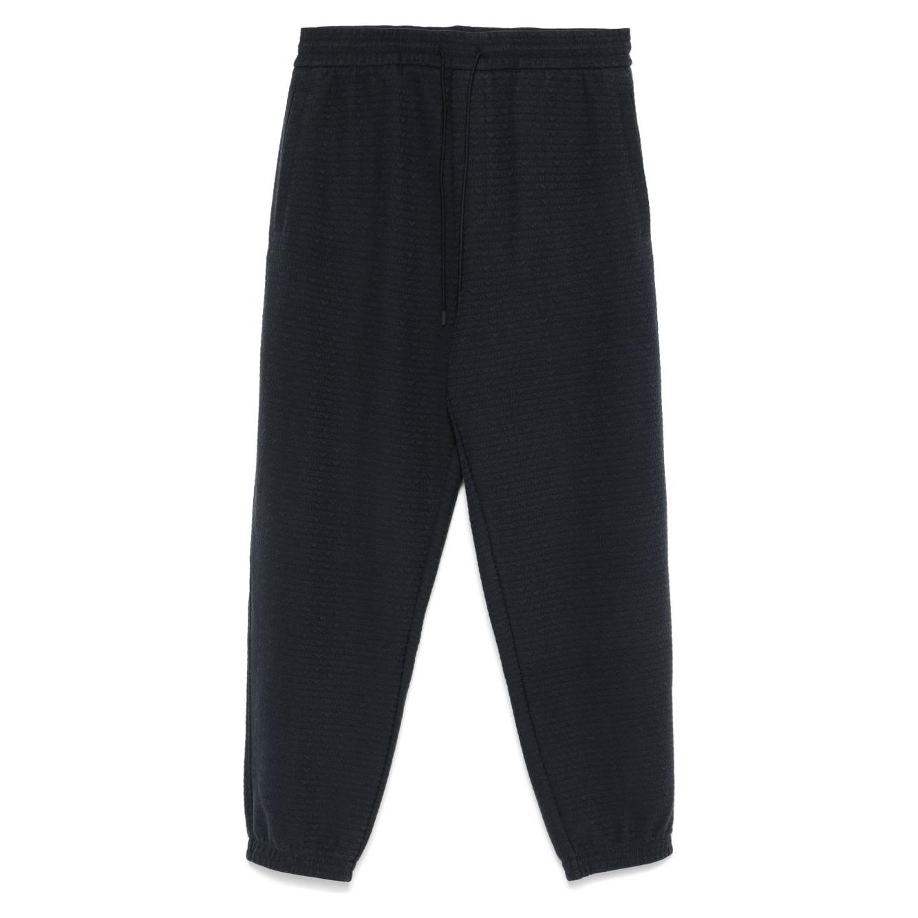Emporio Armani ASV Lyocell blend jersey joggers with all-over lettering Trousers Emporio Armani Dark Slate Gray