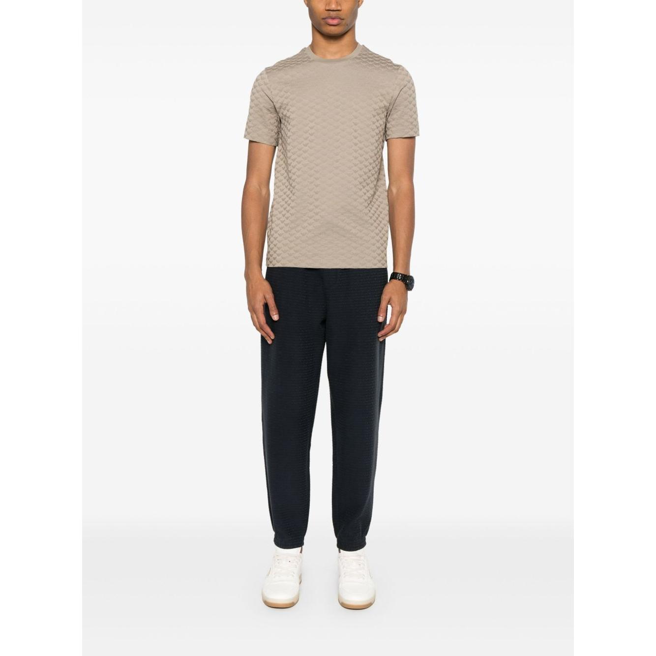 Emporio Armani ASV Lyocell blend jersey joggers with all-over lettering Trousers Emporio Armani White Smoke