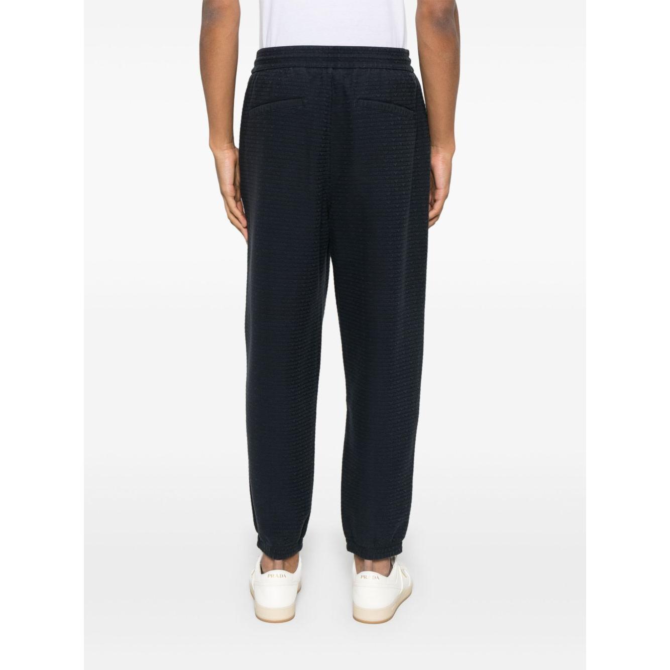 Emporio Armani ASV Lyocell blend jersey joggers with all-over lettering Trousers Emporio Armani White Smoke