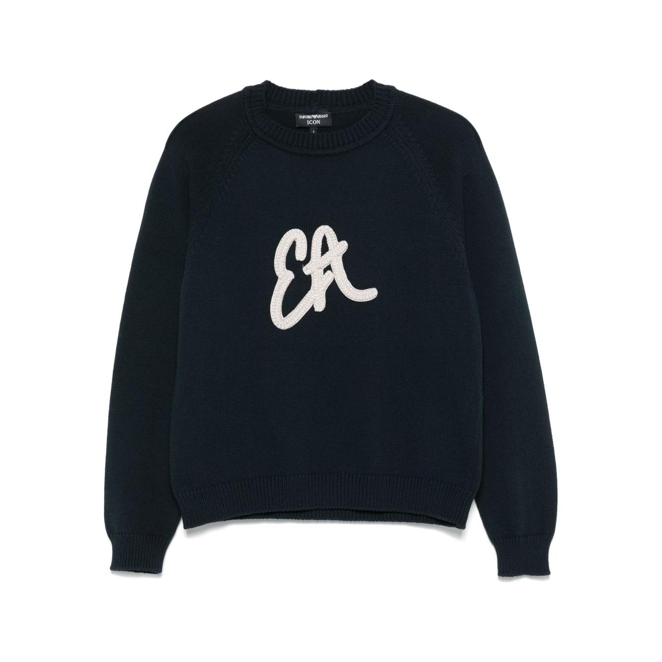 Emporio Armani Sweater with maxi EA Icon logo Topwear Emporio Armani Black