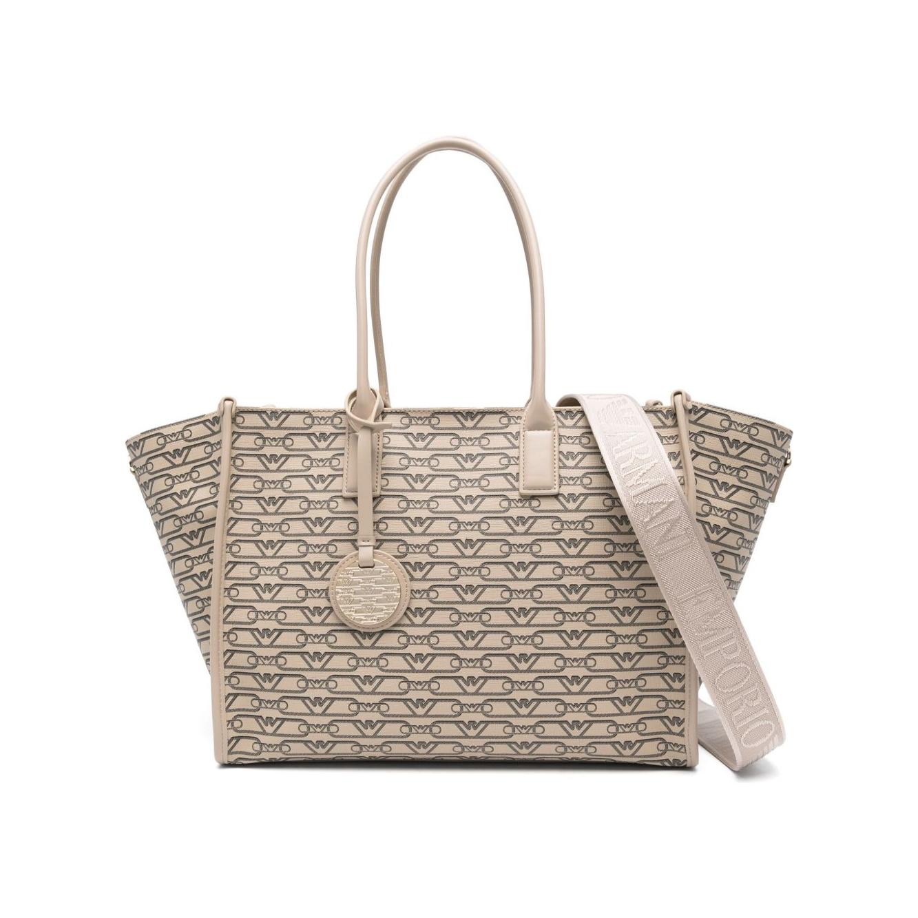 Emporio Armani Medium shopper bag with all-over monogram print Shopper Emporio Armani Dark Gray