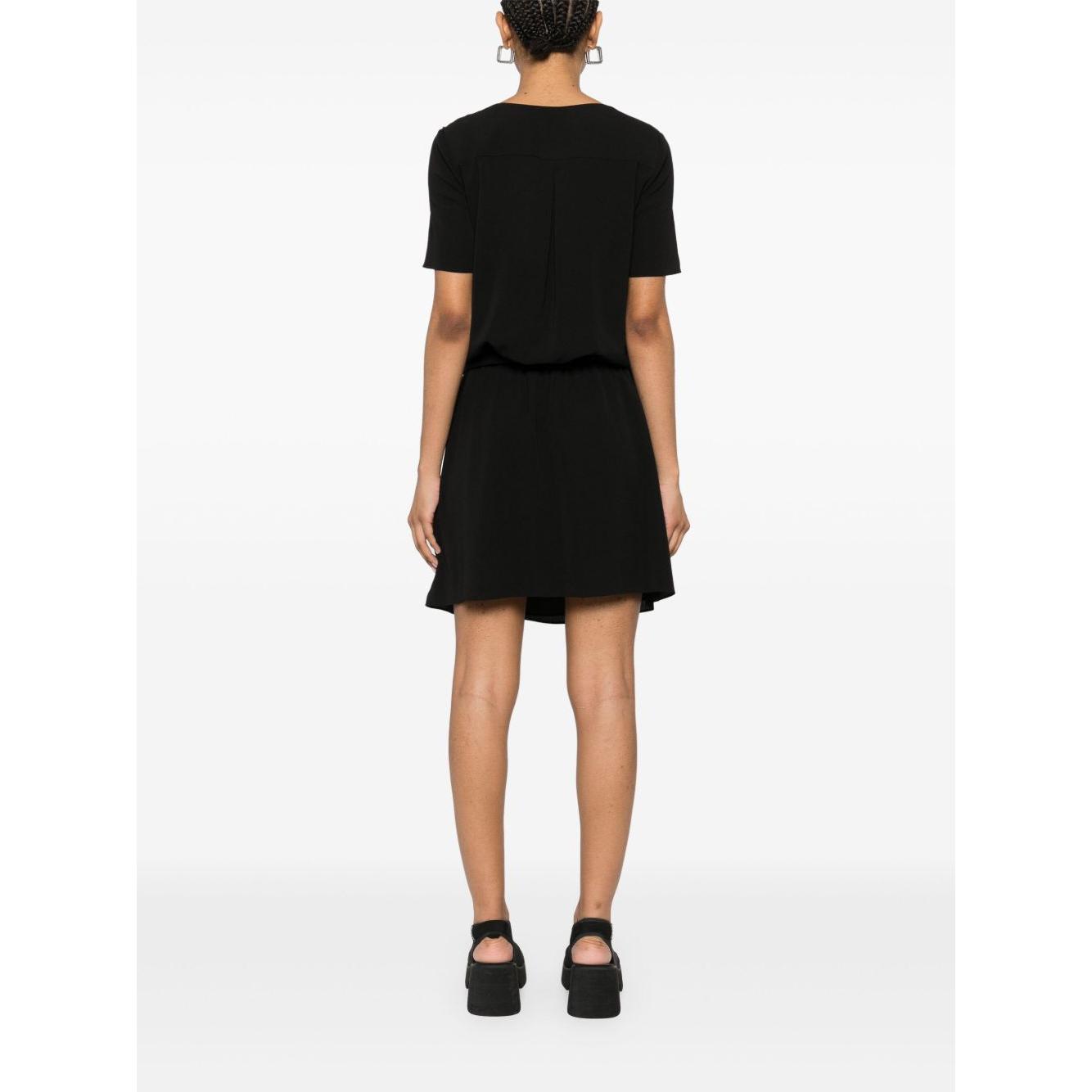 Emporio Armani Short dress with gathered waist and belt in flowing crepe Dresses Emporio Armani White Smoke