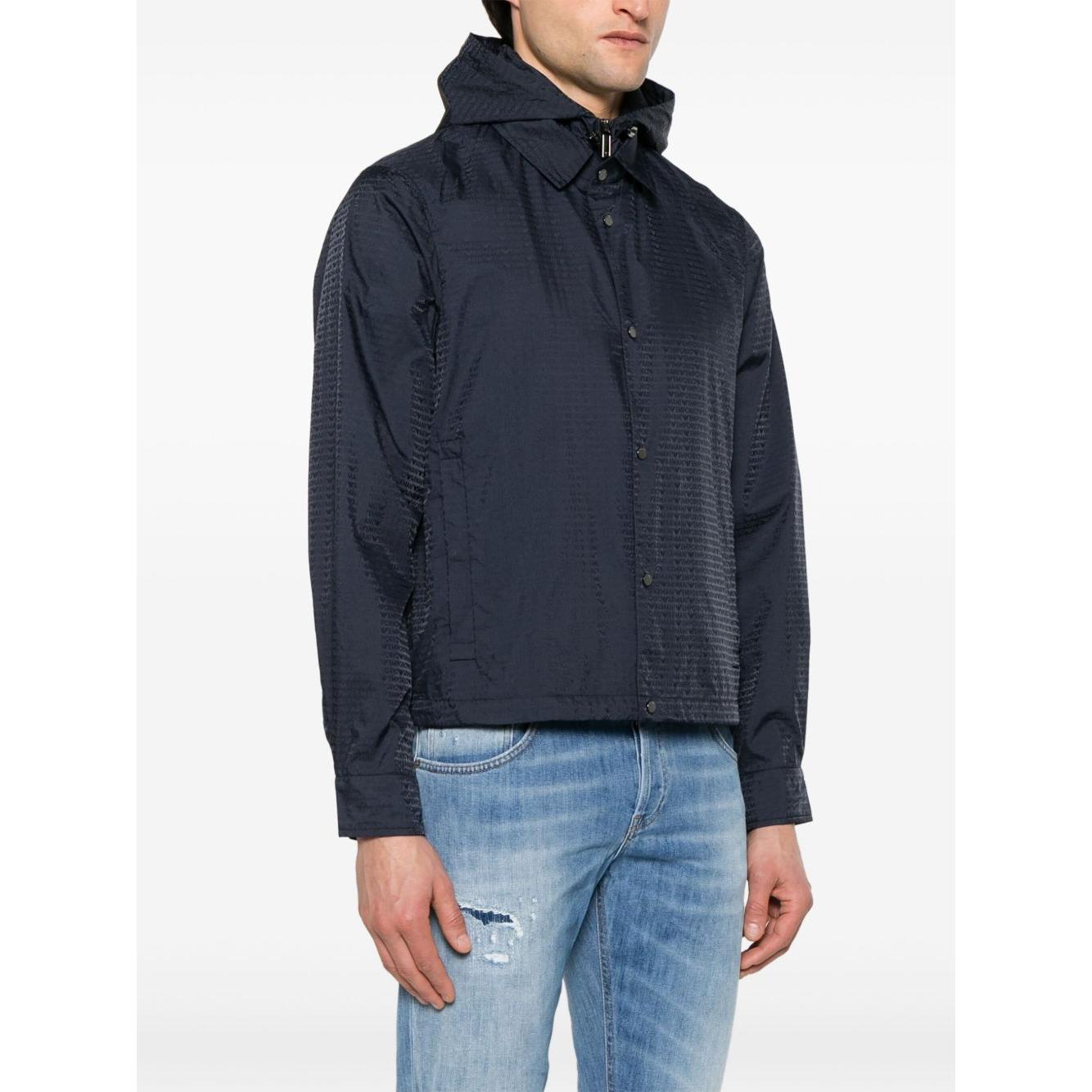 Emporio Armani Blouson with internal nylon bib jacquard all-over lettering Jackets Emporio Armani Dark Slate Gray