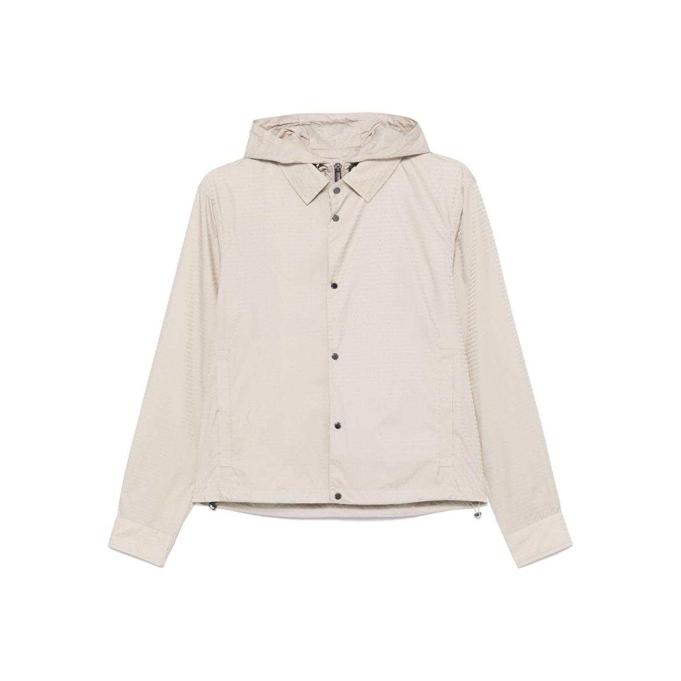 Emporio Armani Blouson with internal nylon bib jacquard all-over lettering Jackets Emporio Armani Light Gray