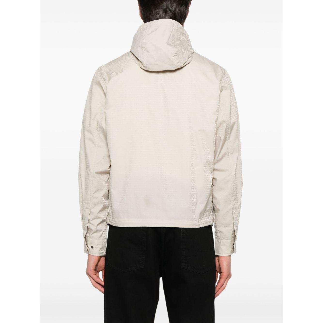 Emporio Armani Blouson with internal nylon bib jacquard all-over lettering Jackets Emporio Armani Beige