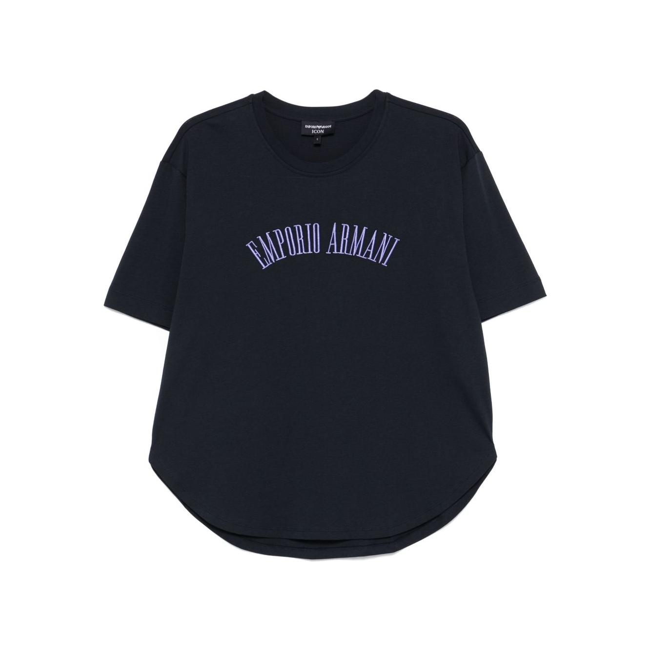 Emporio Armani logo embroidered T-shirt Topwear Emporio Armani Black