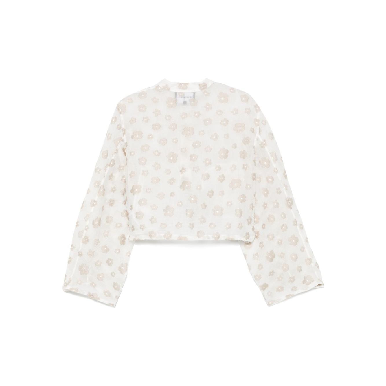 Emporio Armani Fil coupé fabric blouson with all-over floral motif Shirts Emporio Armani Beige