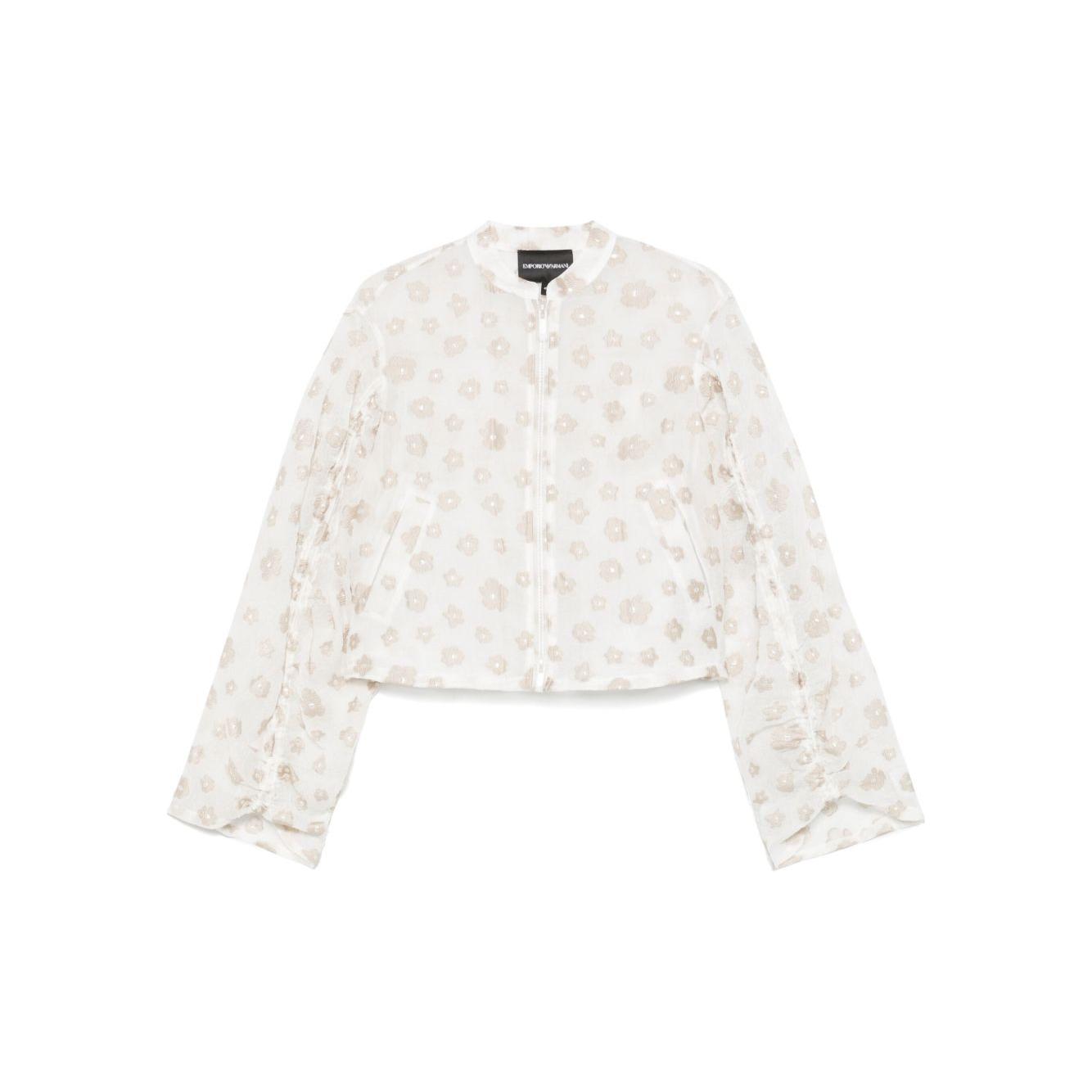 Emporio Armani Fil coupé fabric blouson with all-over floral motif Shirts Emporio Armani Beige