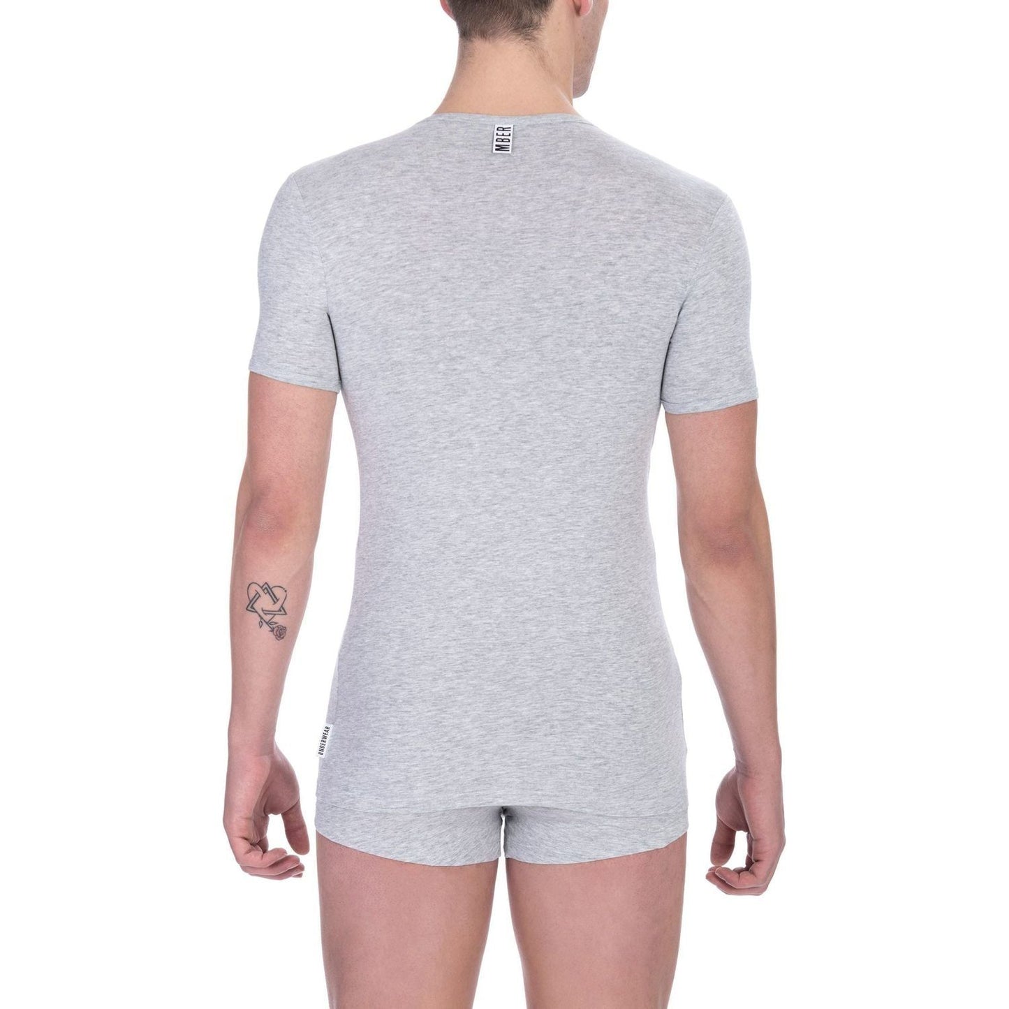 Bikkembergs Gray Cotton Men T-Shirt Bikkembergs Gray