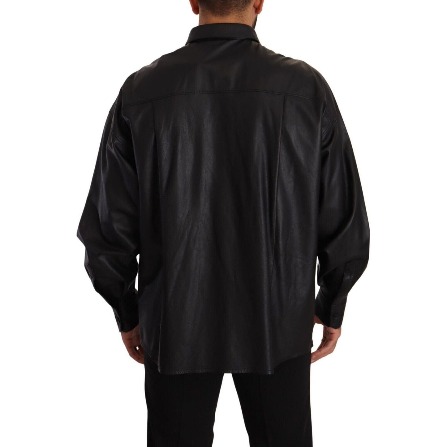 Dolce & Gabbana Elegant Black Leather Jacket Dolce & Gabbana Black